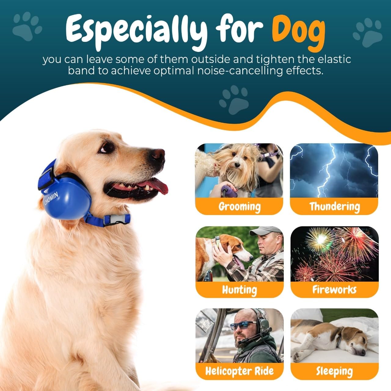 CHOMIN Dog Ear Muffs for Noise Protection, 29dB NRR Dog Earmuffs, Noise Cancelling Headphones for Dogs, Ear Plugs for Hearing Pr
