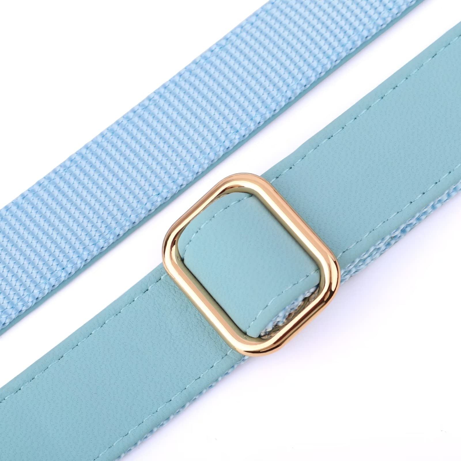 Pet Artist Charming Nylon Dog Collar With Leather Soft Comfy Elegant Nylon Collars For Dogs Small Medium Large 4 Bright Solid Color For Choosing Blue Red Brown Grey (Blue,Neck Fit 13-19'')