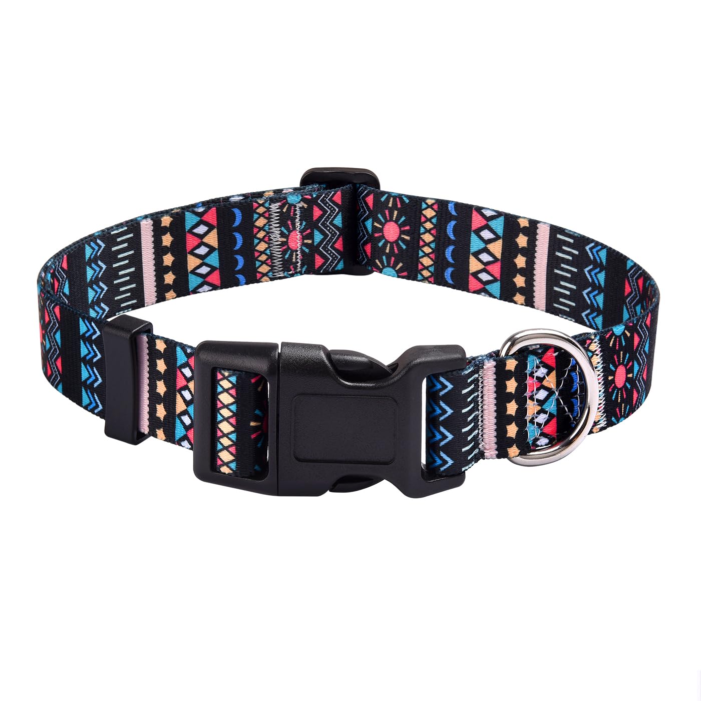 Mihqy Dog Collar With Bohemia Floral Tribal Geometric Patterns - Soft Ethnic Style Collar Adjustable For Small Medium Large Dogs(Black Bohemia,M)