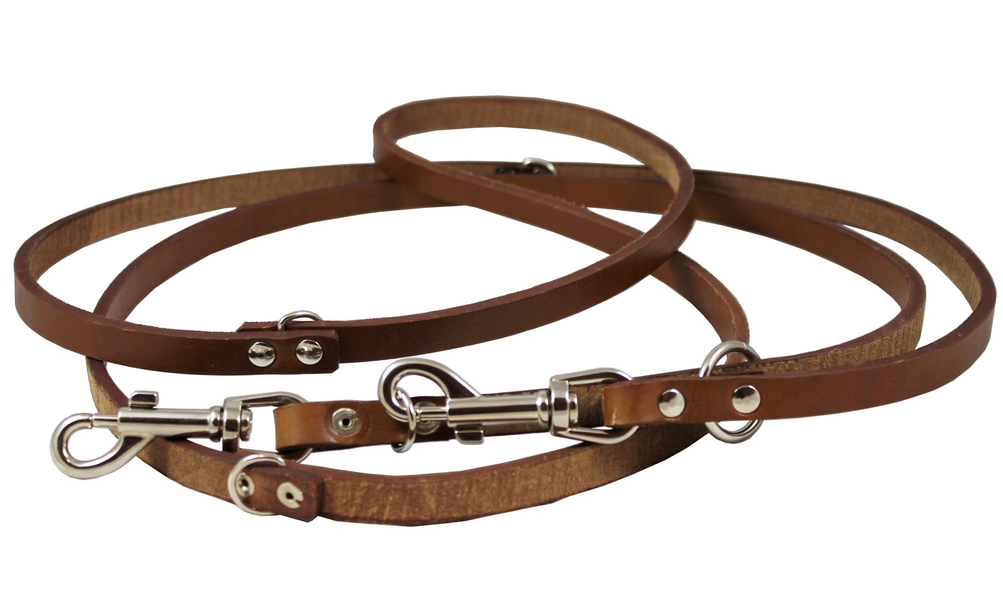Dogs My Love 6-Way European Multifunctional Leather Dog Leash, Adjustable Schutzhund Lead Brown 41'-78' Long, 1/2' Wide (12 Mm)