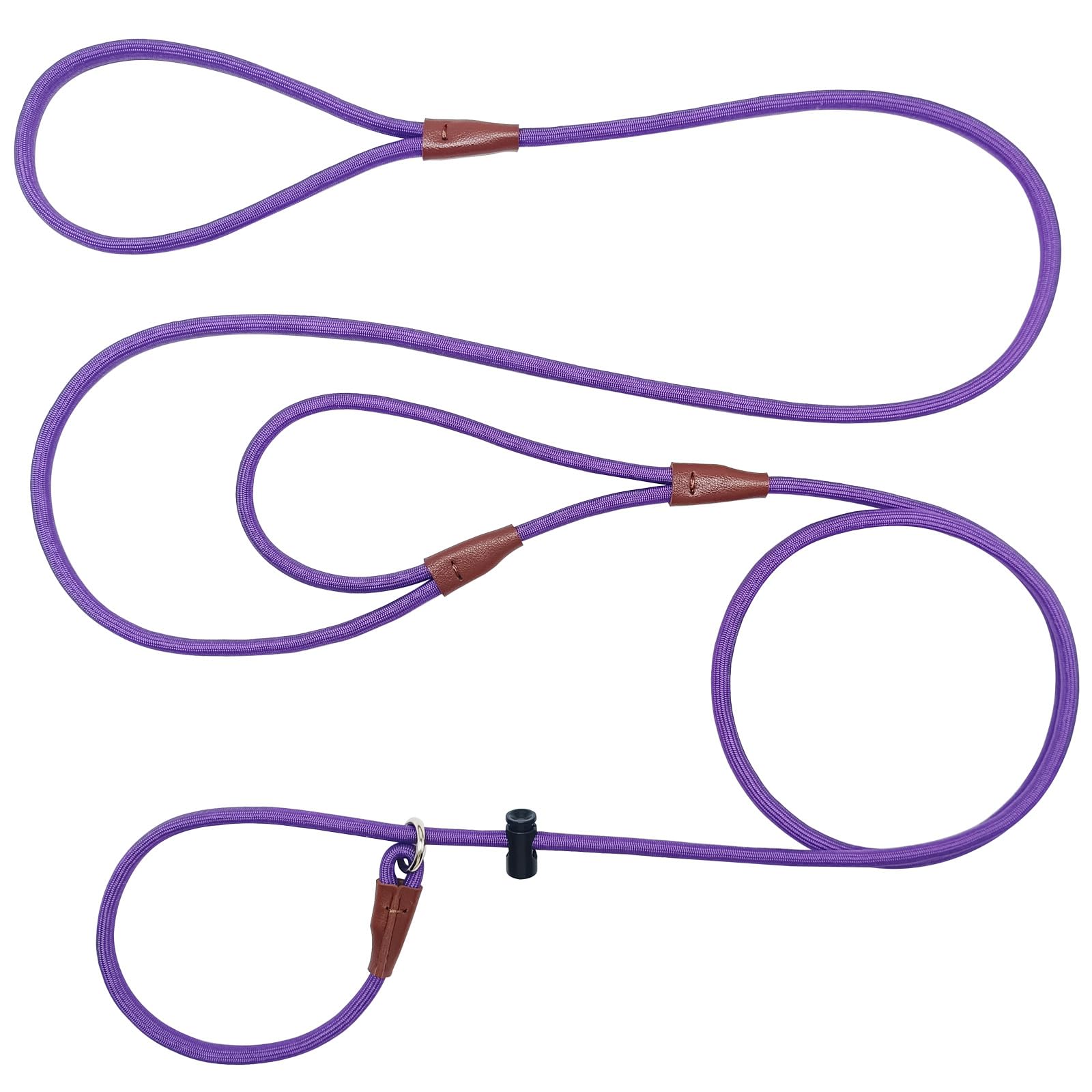 Yucforen Double Handle Slip Lead 8Ft Dog Leash, Anti Choke 1/4' Nylon Rope Training Lead, Traffic Handle No-Pull Control Leash 