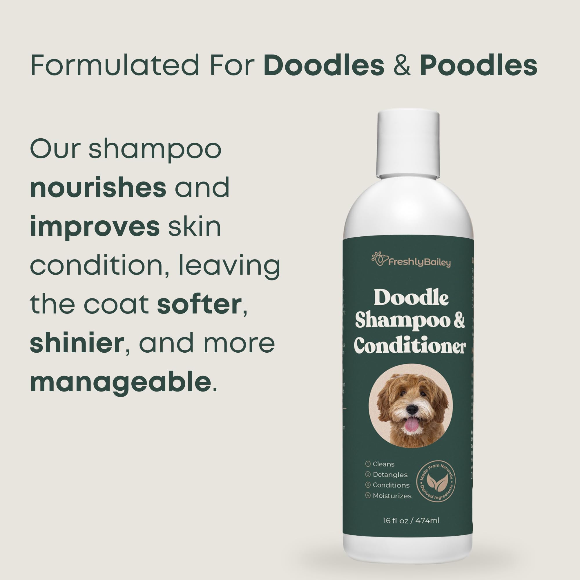 Doodle Shampoo and Conditioner - Best Dog Shampoo for Goldendoodle, Poodles, Doodle Breeds - for Curly & Wavy Coats - Natural In
