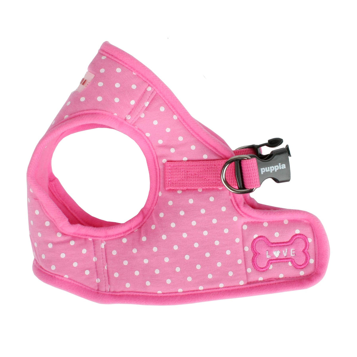 Puppia Dotty Step-In Vest Dog Harness No Pull No Choke Easy Wear Training Walking For Small Dog, Large, Pink