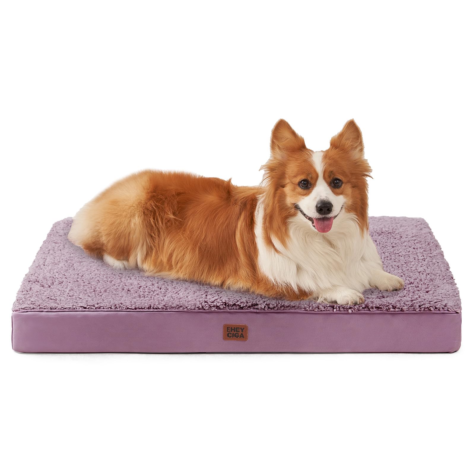 EHEYCIGA Orthopedic Dog Beds for Large Dogs with Removable Washable Cover for Crate, Fog Purple, 35x23