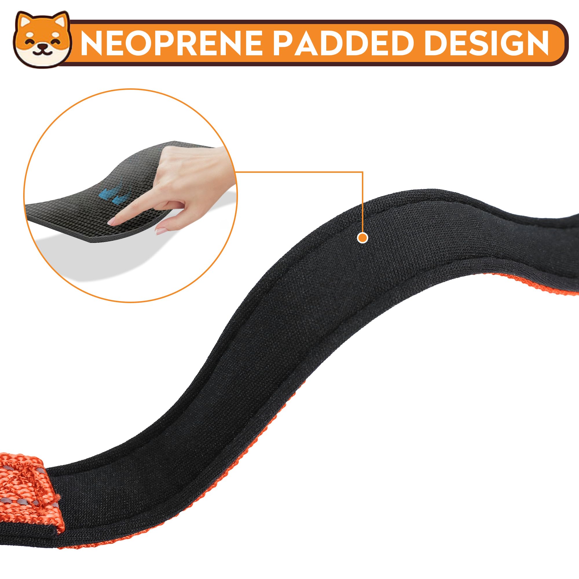 Pwod Reflective Dog Collar, Adjustable Soft Neoprene Padded Nylon Pet Collars With Buckle For Large Dogs, Orange,L