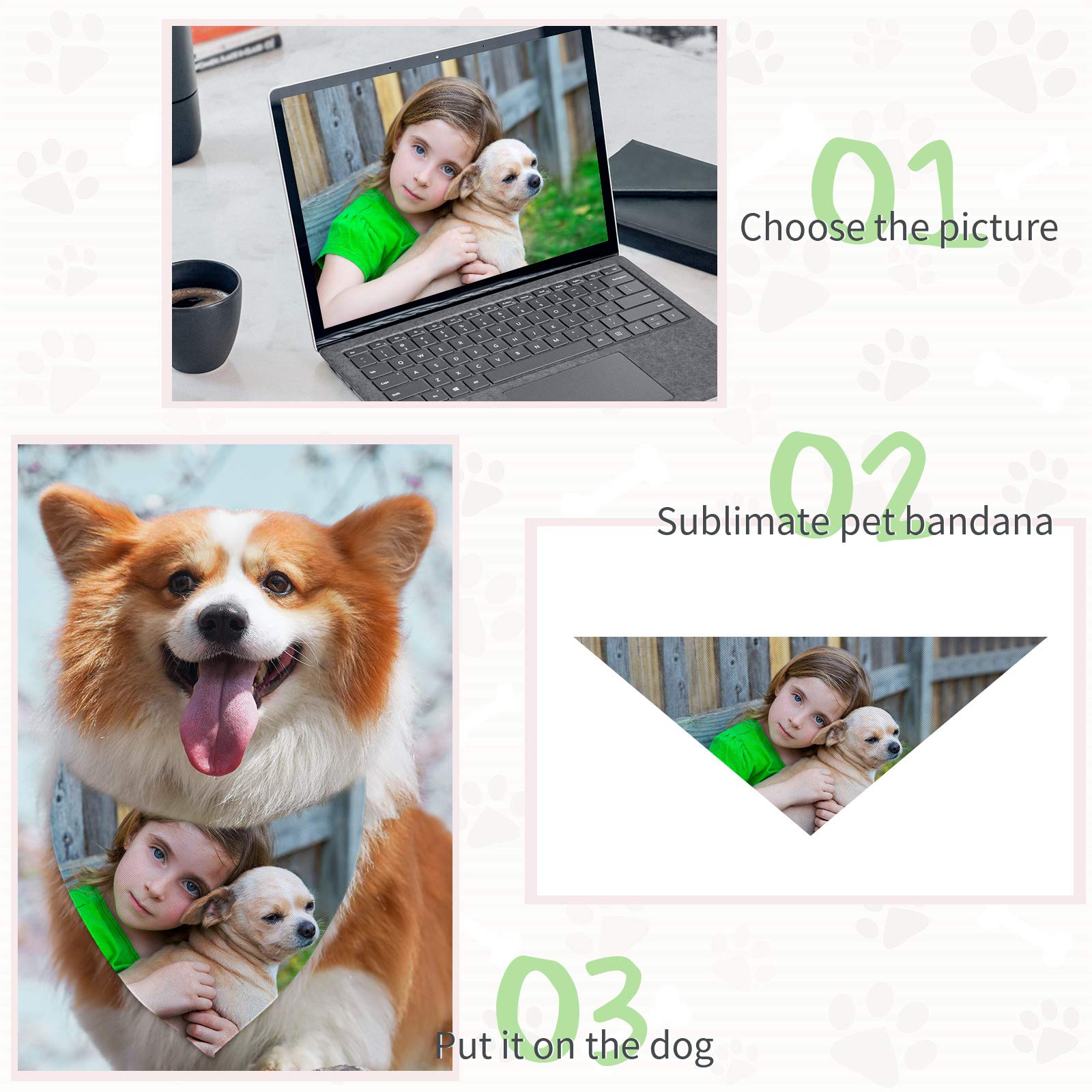 24 Pieces Sublimation Blank Dog Bandanas Solid White Diy Pet Bandanas Triangle Scarf Polyester Pet Heat Transfer Triangle Bibs Kerchief Accessories For Dogs Puppy Cats