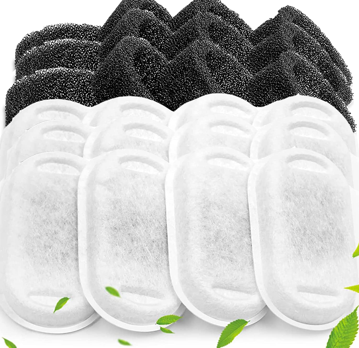 Cat Water Fountain Filters For Stainless Steel 67Oz/2L Adjustable Water Flow Pet Fountain, 12 Pack Pet Replacement Filters With 12 Sponges