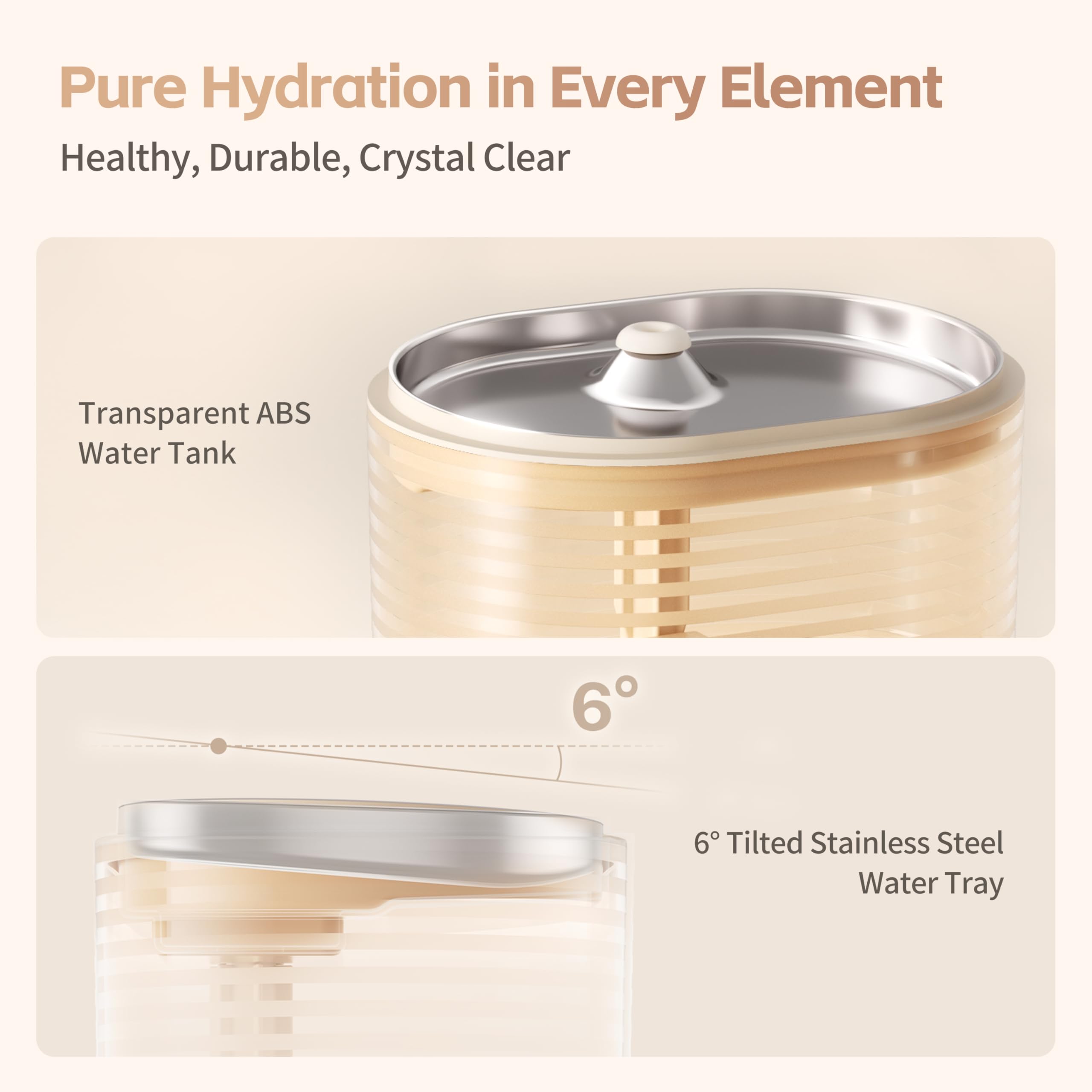 Enabot Ebo Rola Cat Water Fountain Cordless: Battery-Operated Smart Pet Fountain, Pumpless Cat Water Dispenser, Stainless Steel