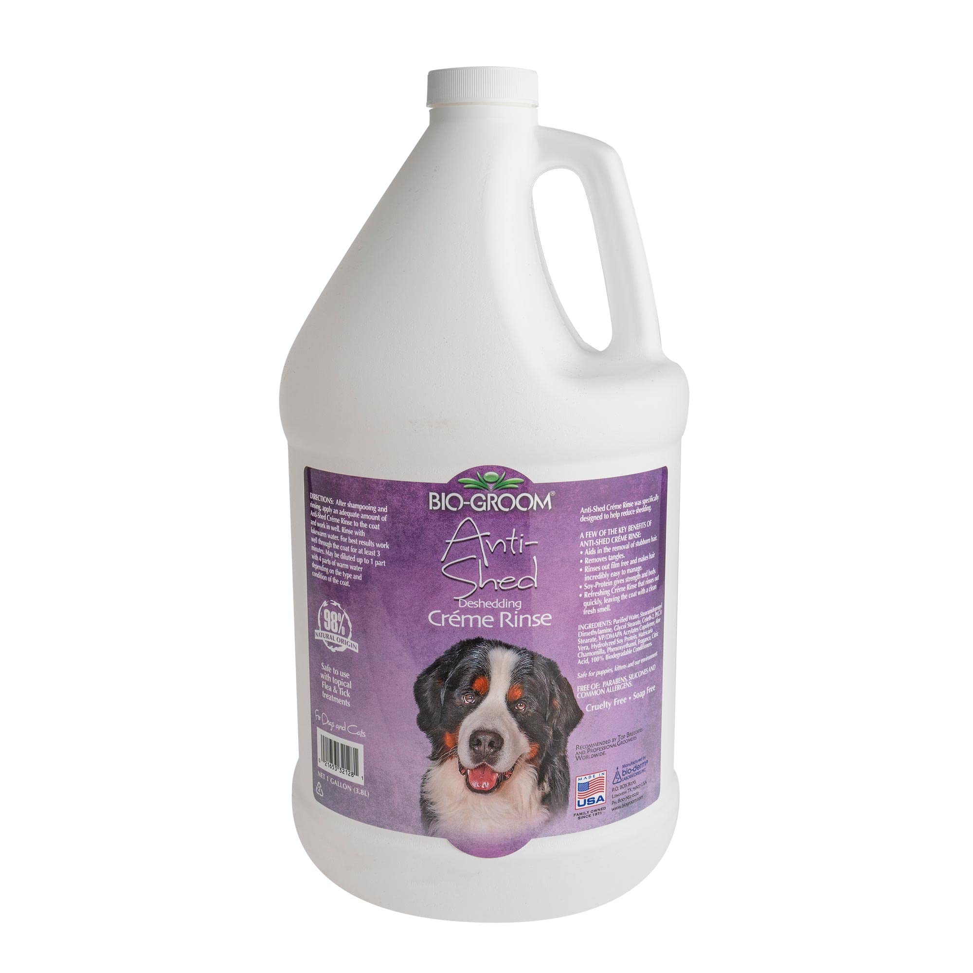 Bio-Groom Anti-Shed Deshedding Dog Conditioner - Odor Eliminating, Anti-Shedding, Dog Bathing Supplies, Puppy Wash, Cat & Dog Grooming Supplies, Cruelty-Free, Made In Usa, Dog Products - 1 Gallon