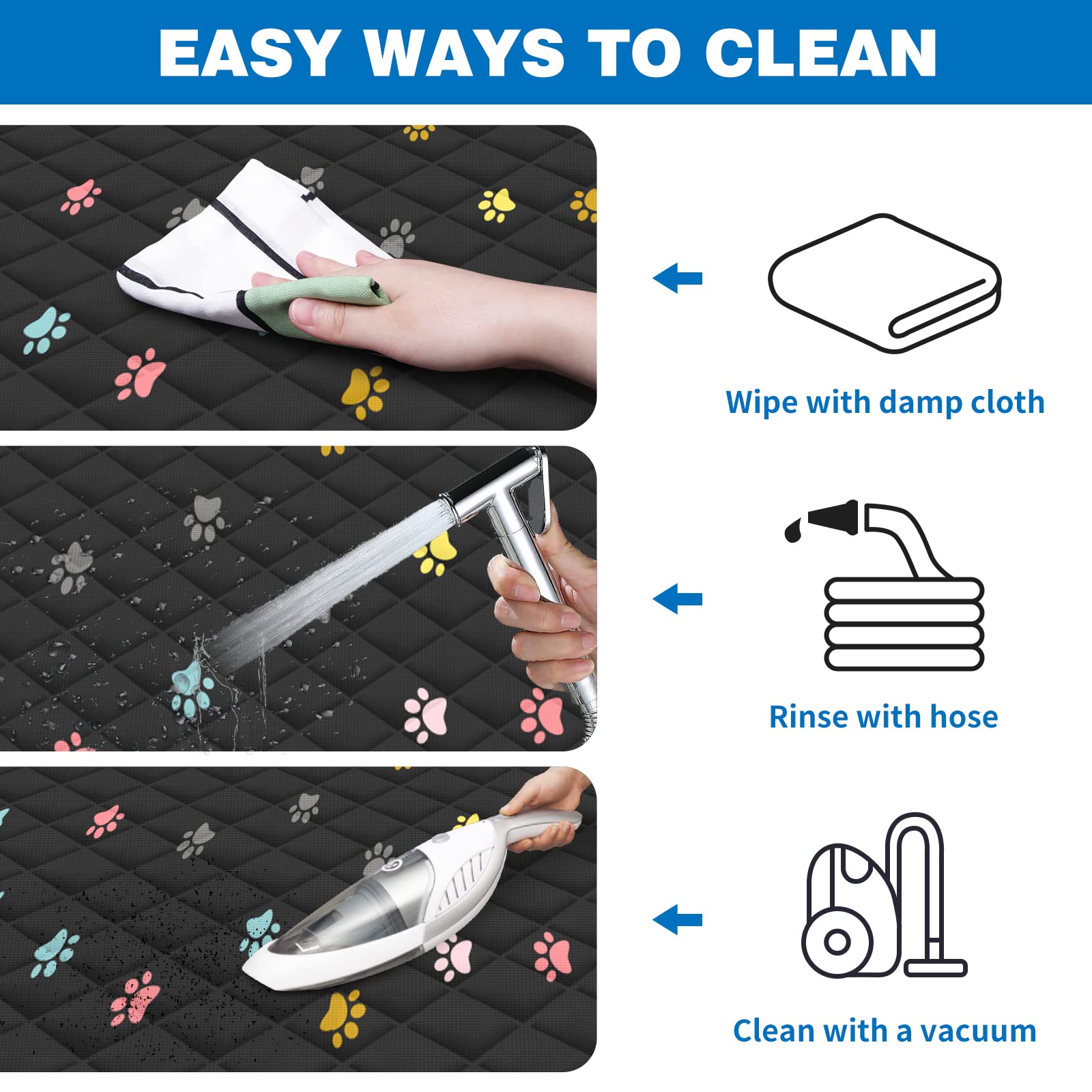 Beneathyourfeet Dog Seat Cover (56'' W X 62'' L, Colored Paw Prints) Scratch Prevention Dog Car Seat Cover For Back Seat Waterpr