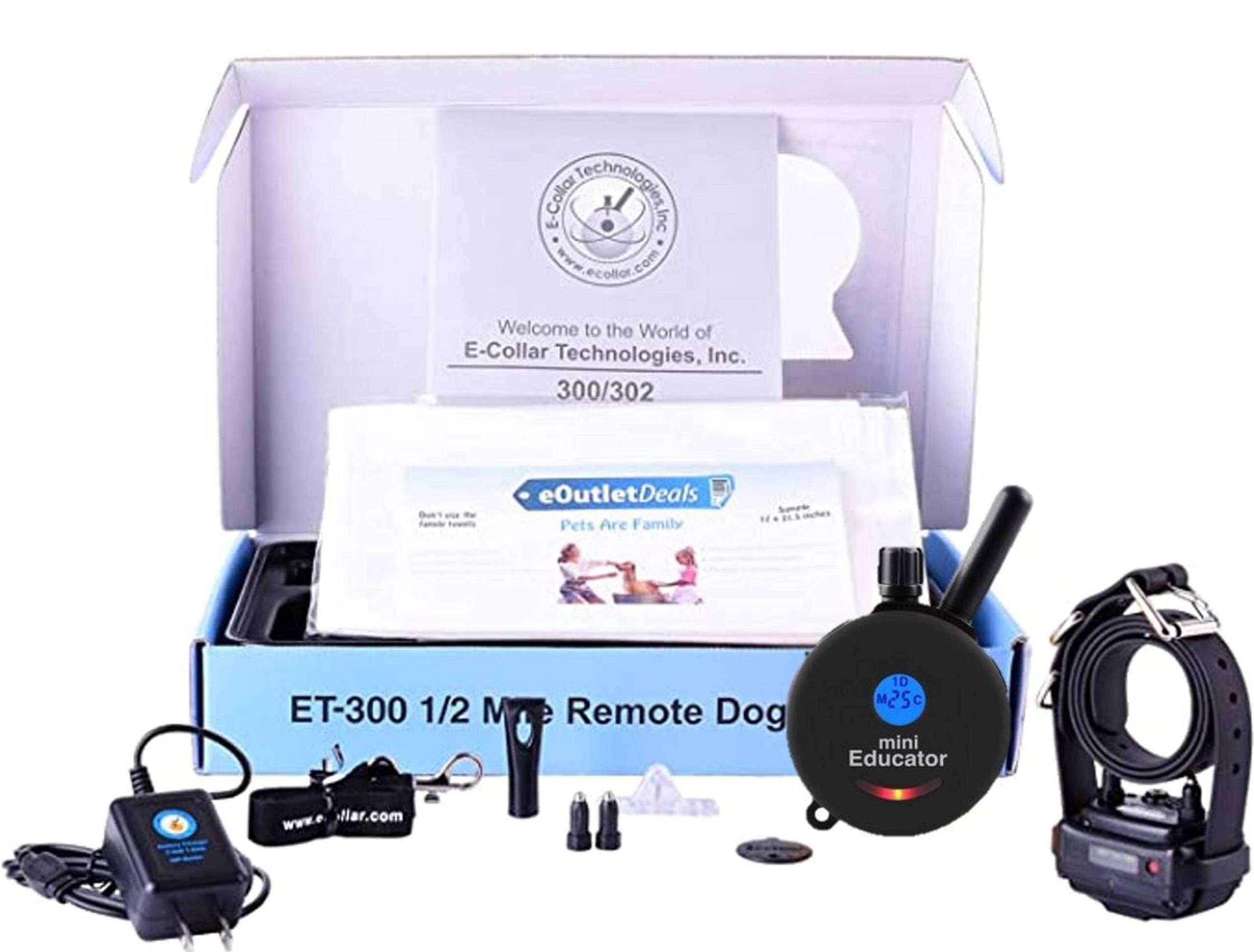 Mini Educator ET-300 Dog Training Collar - 1/2 Mile Range, Waterproof, Vibration, Black - Includes eOutletDeals Pet Towel