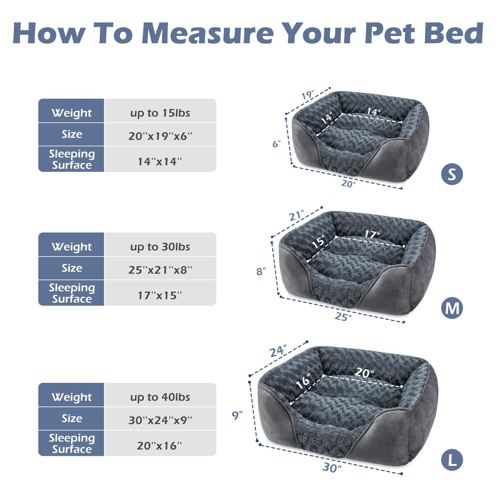 Invenho Medium Dog Bed For Large Medium Small Dogs, Rectangle Washable Dog Bed, Orthopedic Dog Bed, Soft Calming Sleeping Puppy Bed Durable Pet Cuddler With Anti-Slip Bottom M(25'X21'X8')