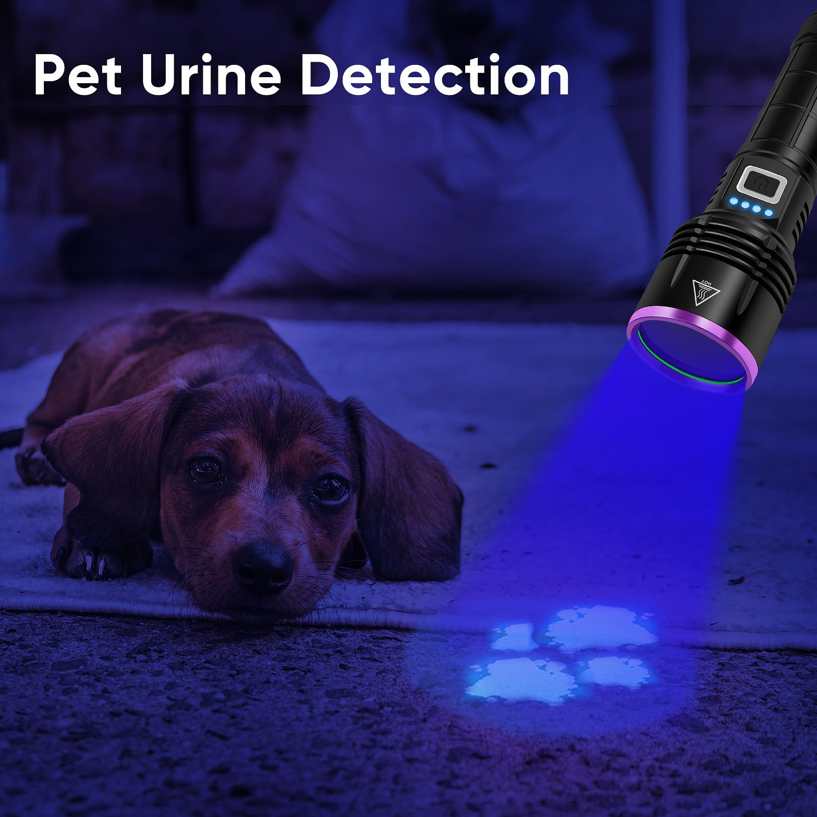 Uv Flashlight 20W, 5000 Mah High Power 365Nm Uv Light, Led Usb Rechargeable Black Light Flashlight For Pet Urine Detection, Resi