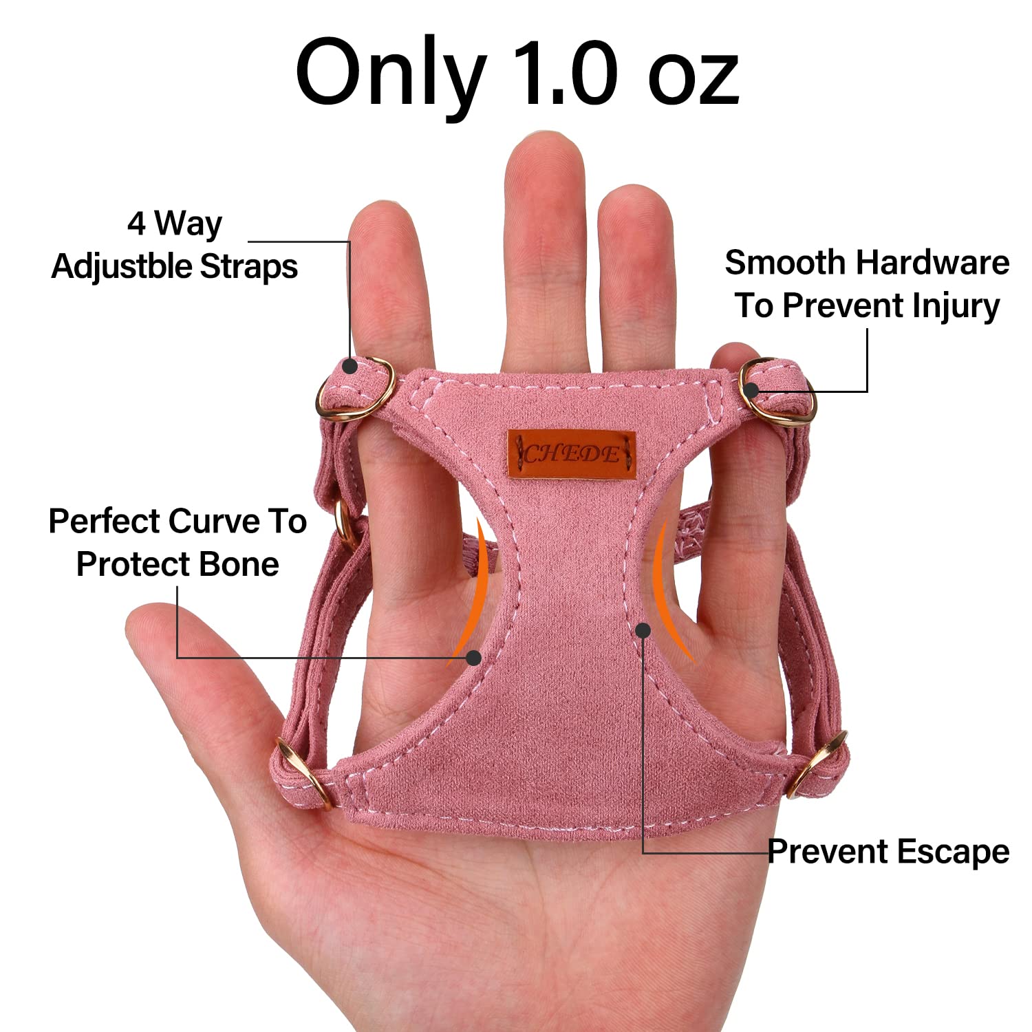 Chede No Pull Puppy Harness And Multifunction Dog Leash Set- 8 Colors Soft Adjustable No Choke Escape Proof Cute,Lightweight Pet Vest Harness For Small And Medium Dog (Xxs, Antique Pink)