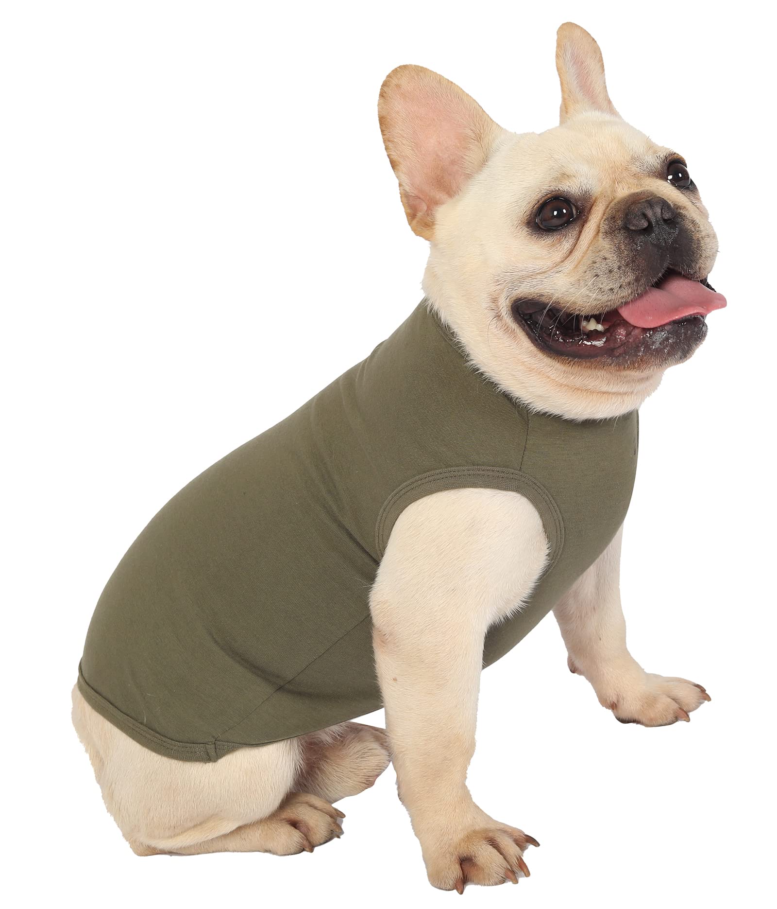 Sychien Dog Blank Cotton Shirts,Plain Dogs Large Big Clothes,Army & Deep Green Xxxl