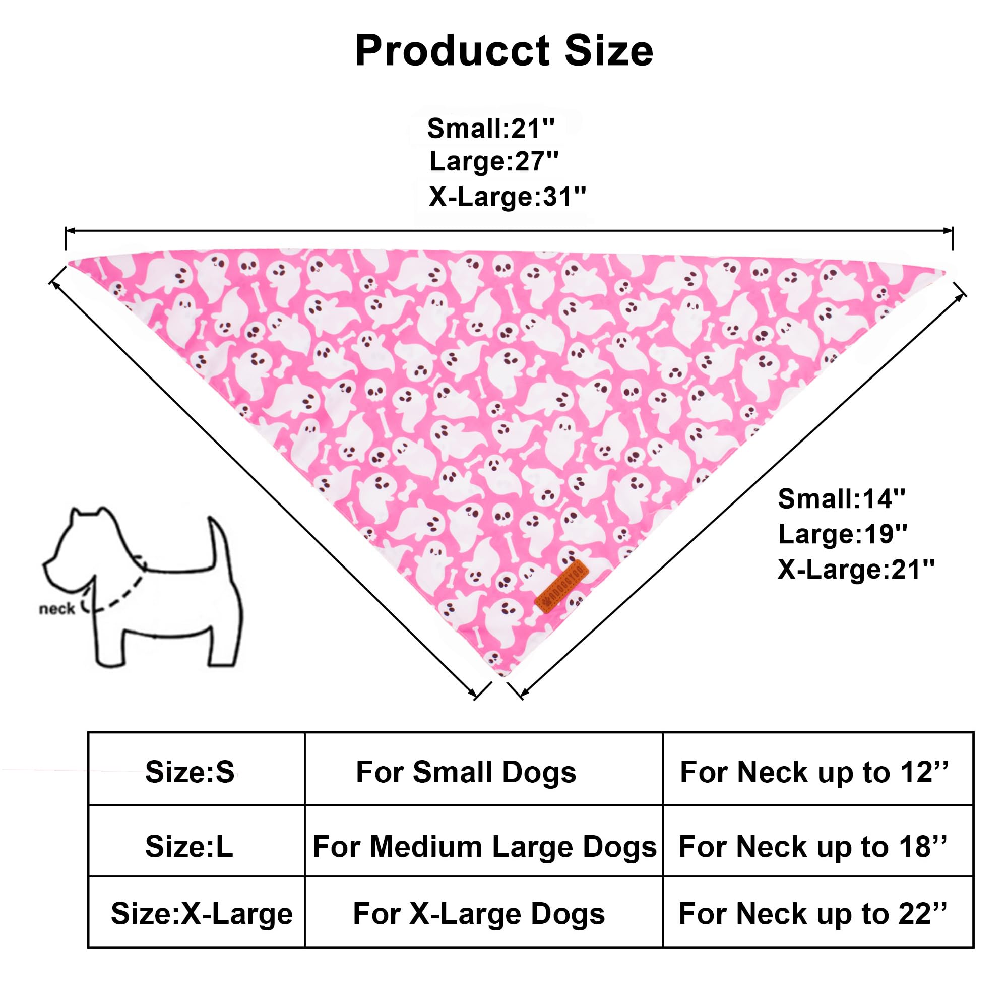 Adoggygo Halloween Dog Bandana, Halloween Pumpkin Ghost Dog Scarf, Premium Durable Fabric, Adjustable Fit Female Dog Halloween Bandanas For Medium Large Dogs Pets (Large, Halloween)