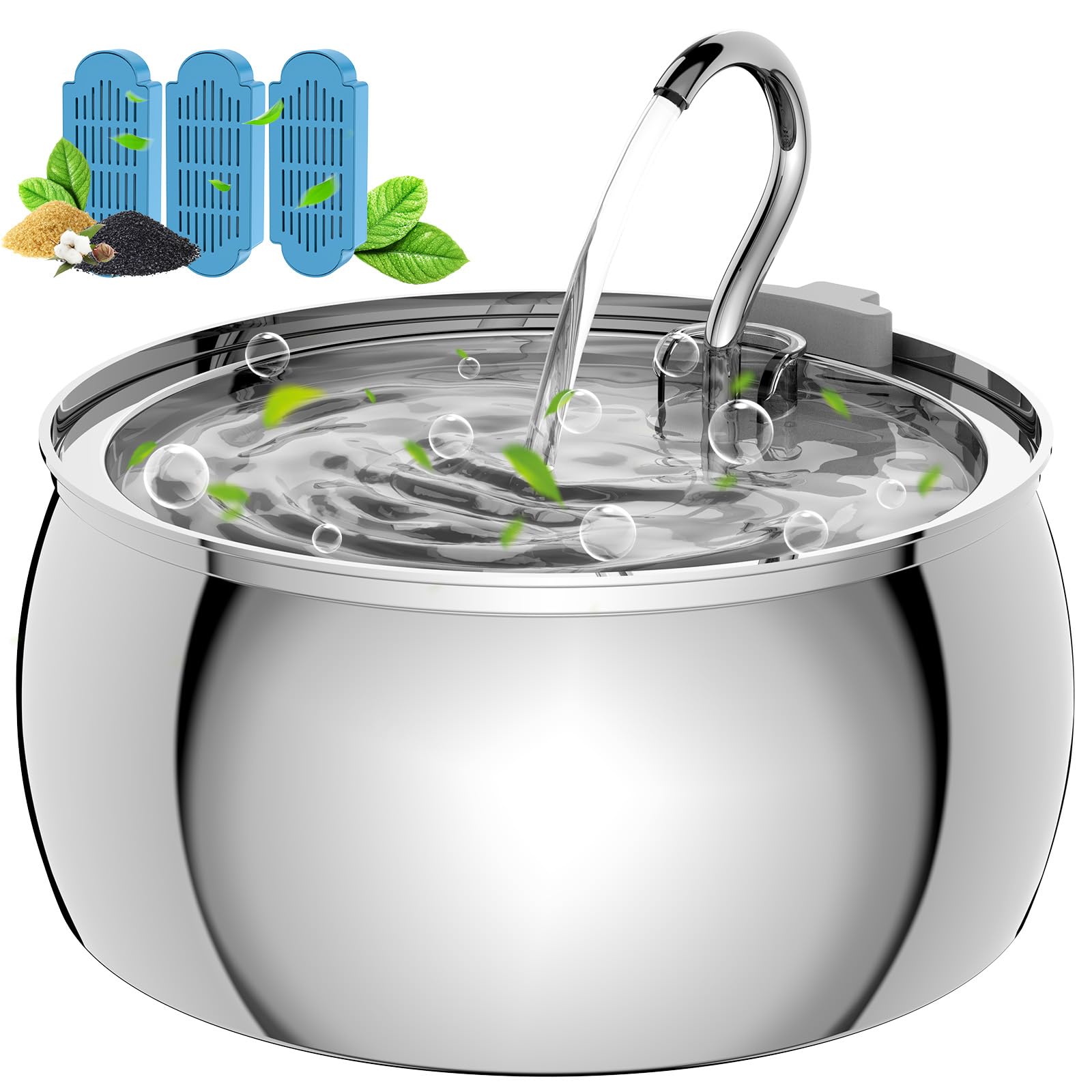 Stainless Steel Cat Water Fountain: 1.06 Gal Large Capacity Cat Fountain for Drinking - Ideal for Multiple Pets, Ultra Quiet Pum