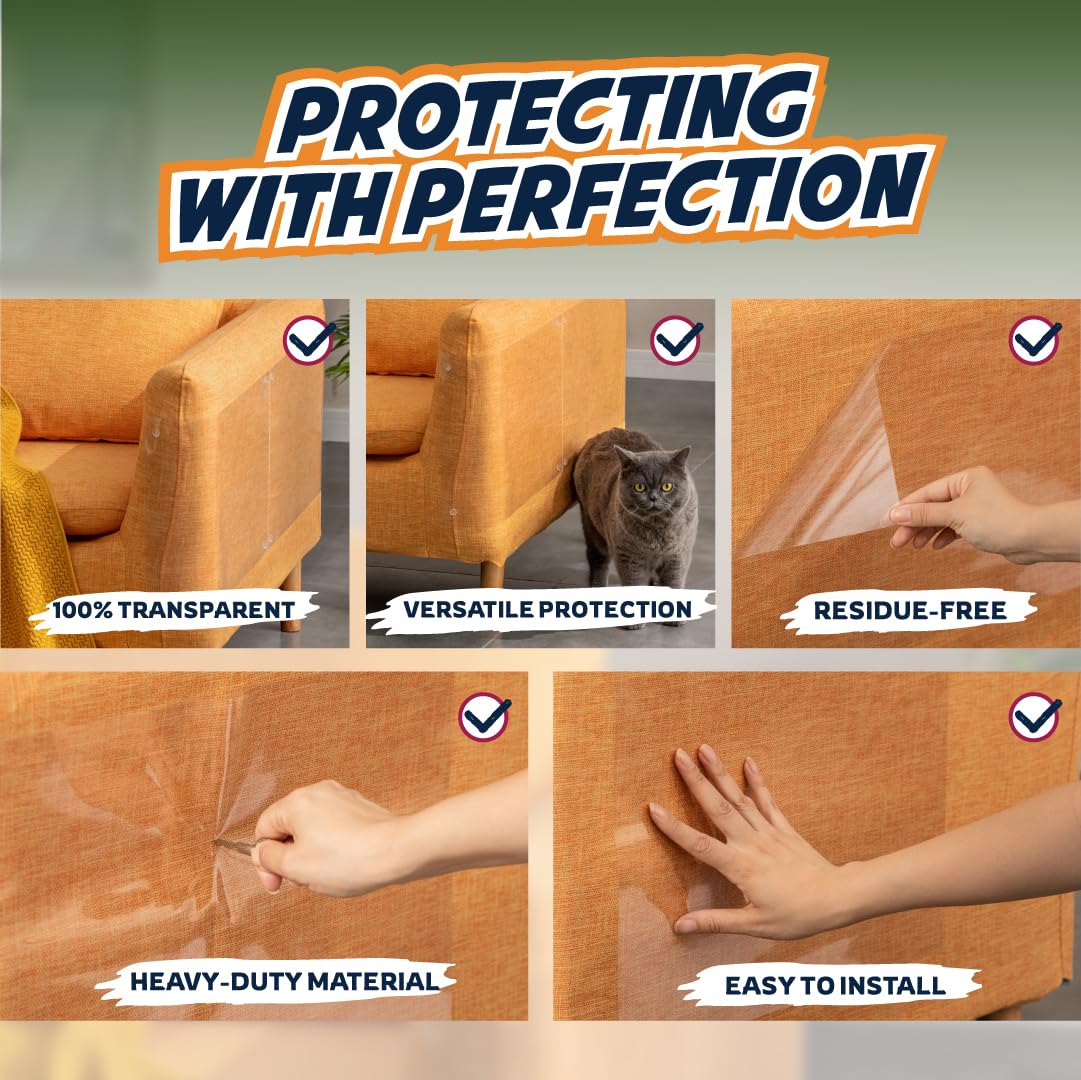 Panther Armor 12-Pack Furniture Protectors From Cats Scratch - Anti Cat Couch Guards - Sofa Corner Scratching Training Tape Deterrent