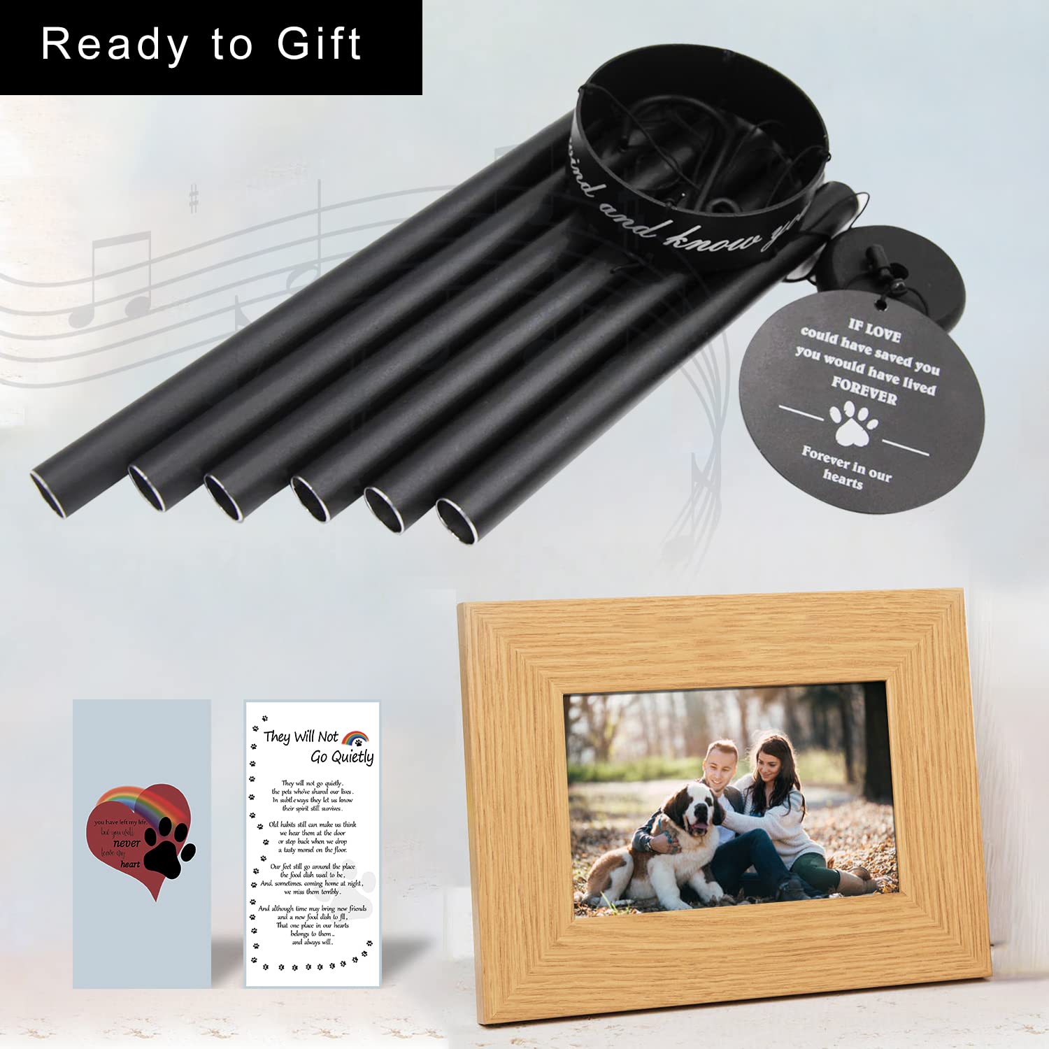 Pet Memorial Wind Chime, 30 Inches Paw Print Pet Remembrance Gift to Honor and Remember a Dog, Cat, or Other Pet, Premium Metal