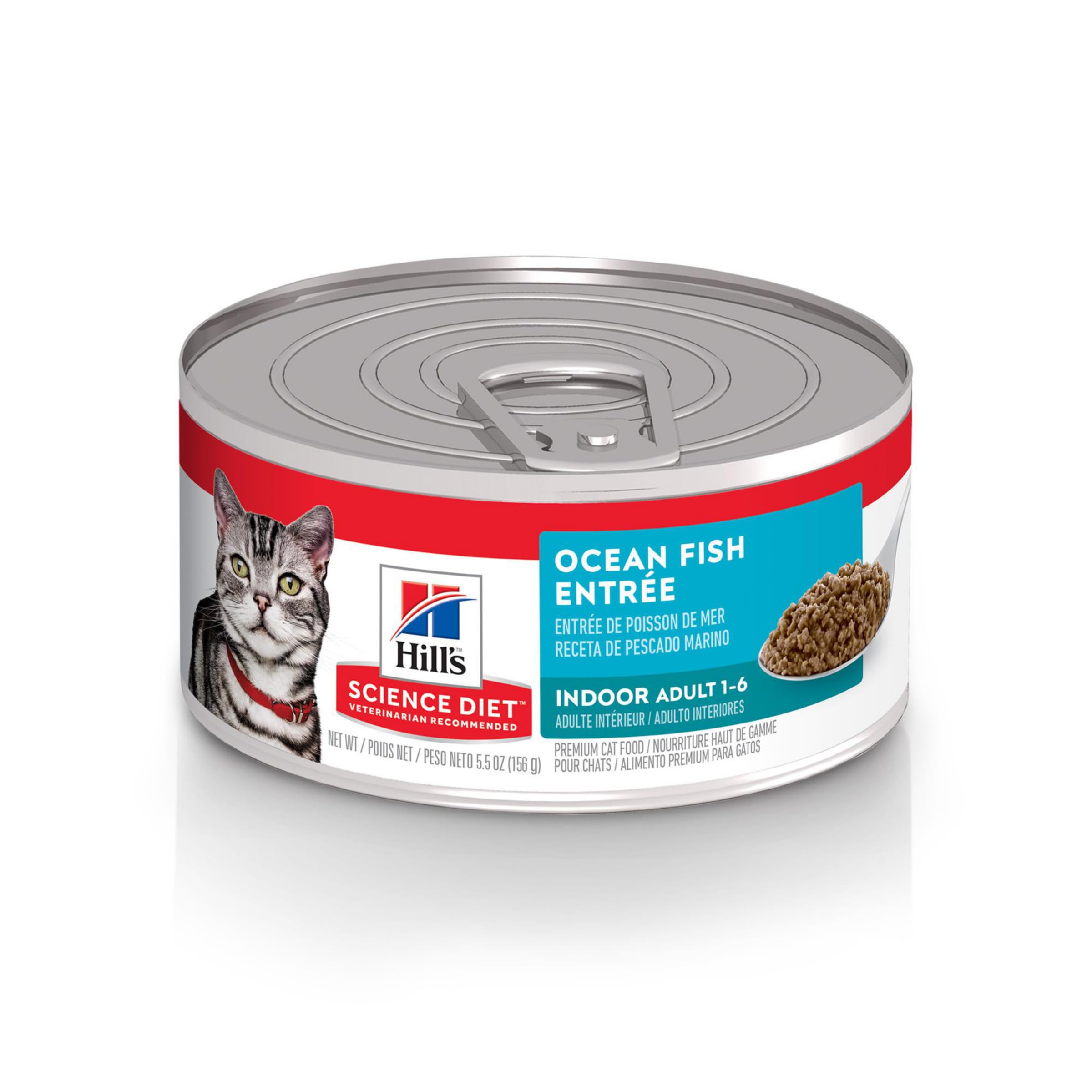 Hills Science Diet Indoor, Adult 1-6, Easy Litter Box Cleanup, Wet Cat Food, Ocean Fish Minced, 5.5 oz Can, Case of 24