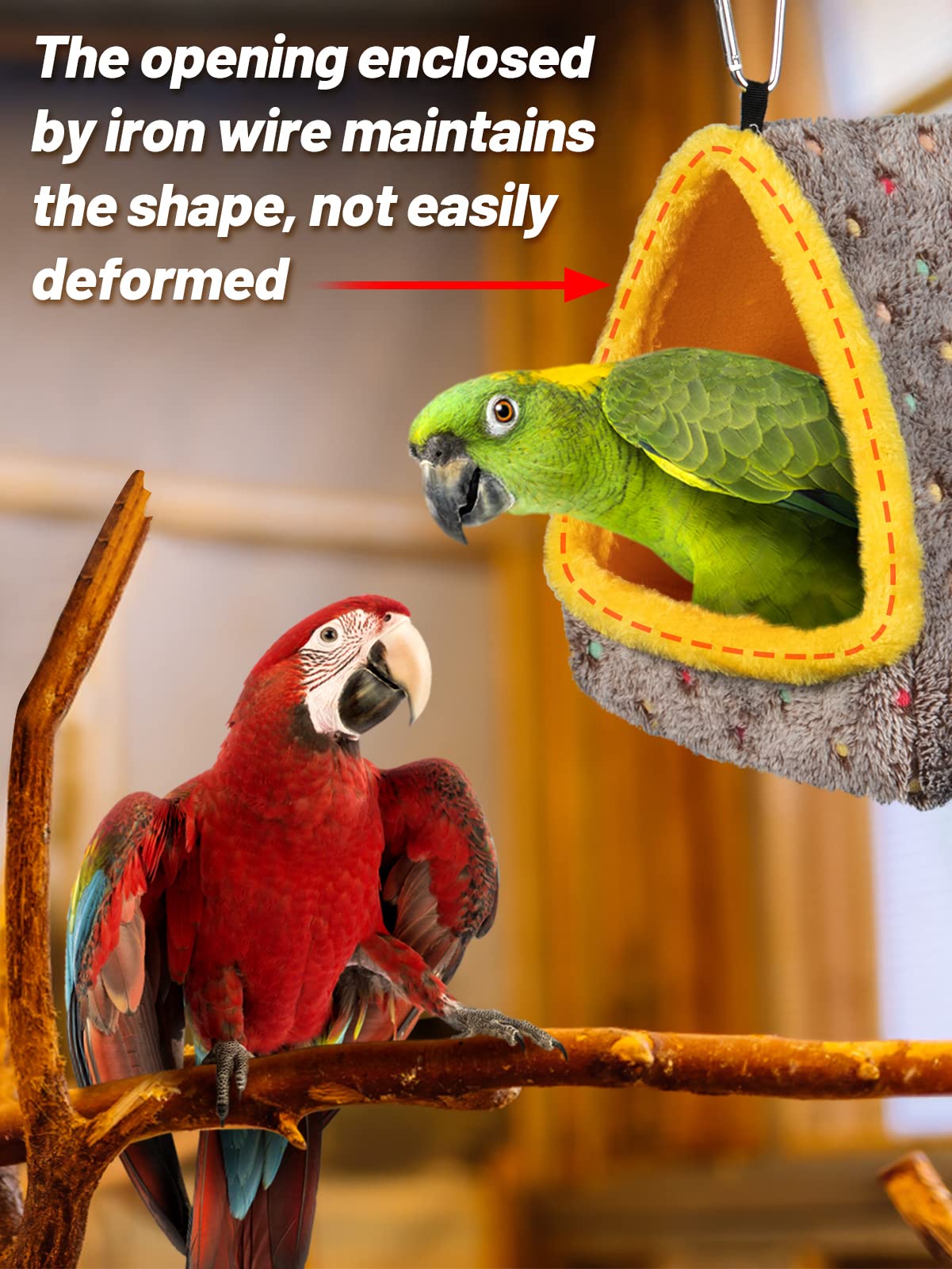 Mewtogo Large Winter Warm Bird Nest House, Comfortable Bird Bed For Cage With Mat, Hanging Hammock Shed Hideaway Hut For Macaws African Grey Amazon Parrots Lovebird Parakeets