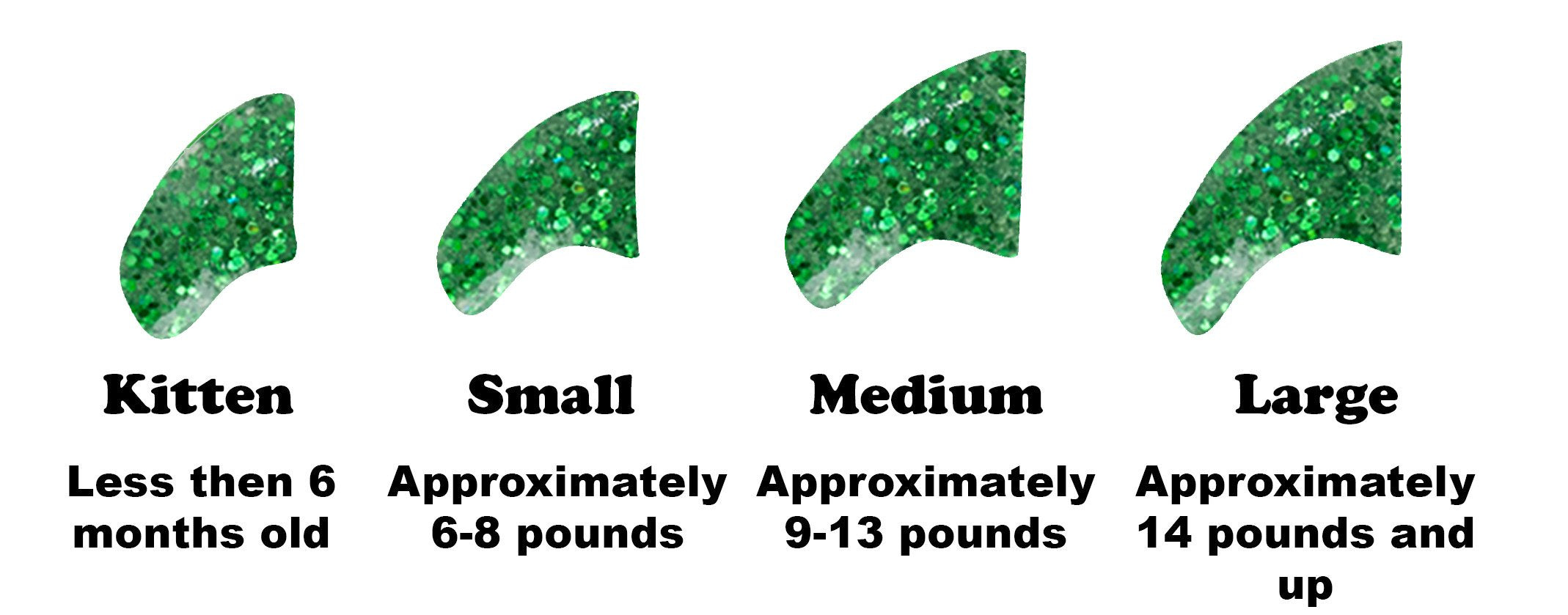 Purrdy Paws Soft Nail Caps For Cat Claws Green Glitter Large