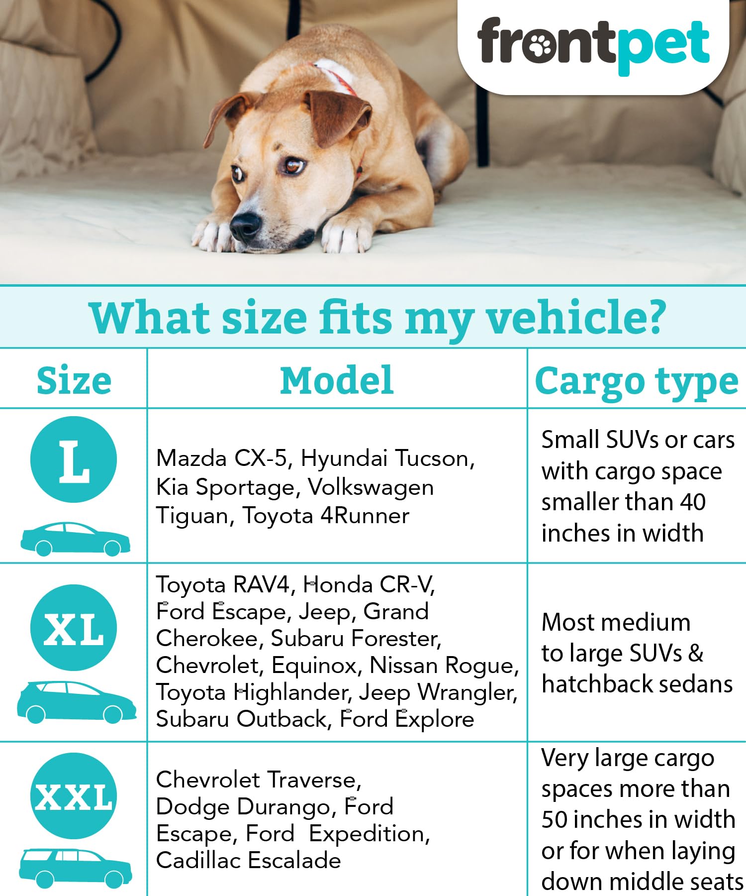 Frontpet Suv Cargo Liner For Dogs - Water-Resistant Pet Trunk Cargo Cover Mat For Suvs And Sedans With Bumper Flap Protector, Trunk Cover, Non-Slip Liner, (46' X 48') Upgraded 2025