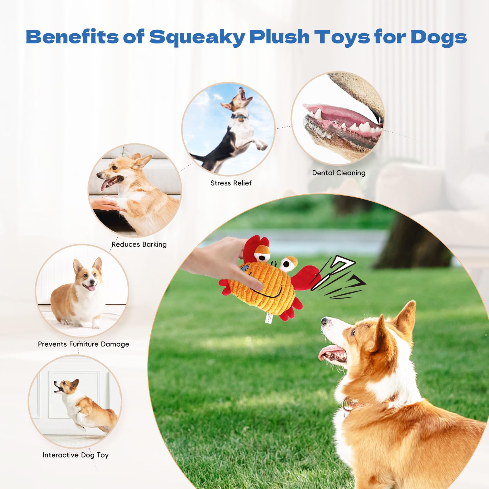 Dog Plush Toy for Small and Medium Dogs, Satisfy Dog's Natural Hunting Instinct, Squeaky Dog Toys for Indoor, Crinkle Sound Pape