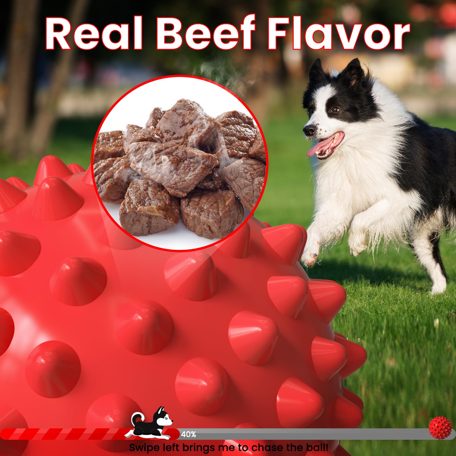 Apasiri ???????????????? ?????????????? Squeaky Toys For Large Dogs, Aggressive Chewers, Tough Spiky Ball Durable Floatable Rubb