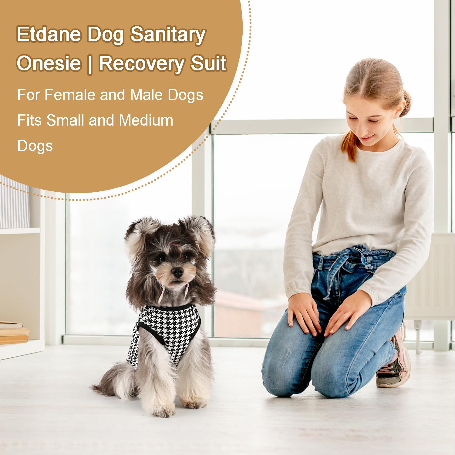 Etdane Dog Diapers Sanitary Panties Physiological Period Shirts Surgical Recovery Suits For Male And Female Dogs Xl