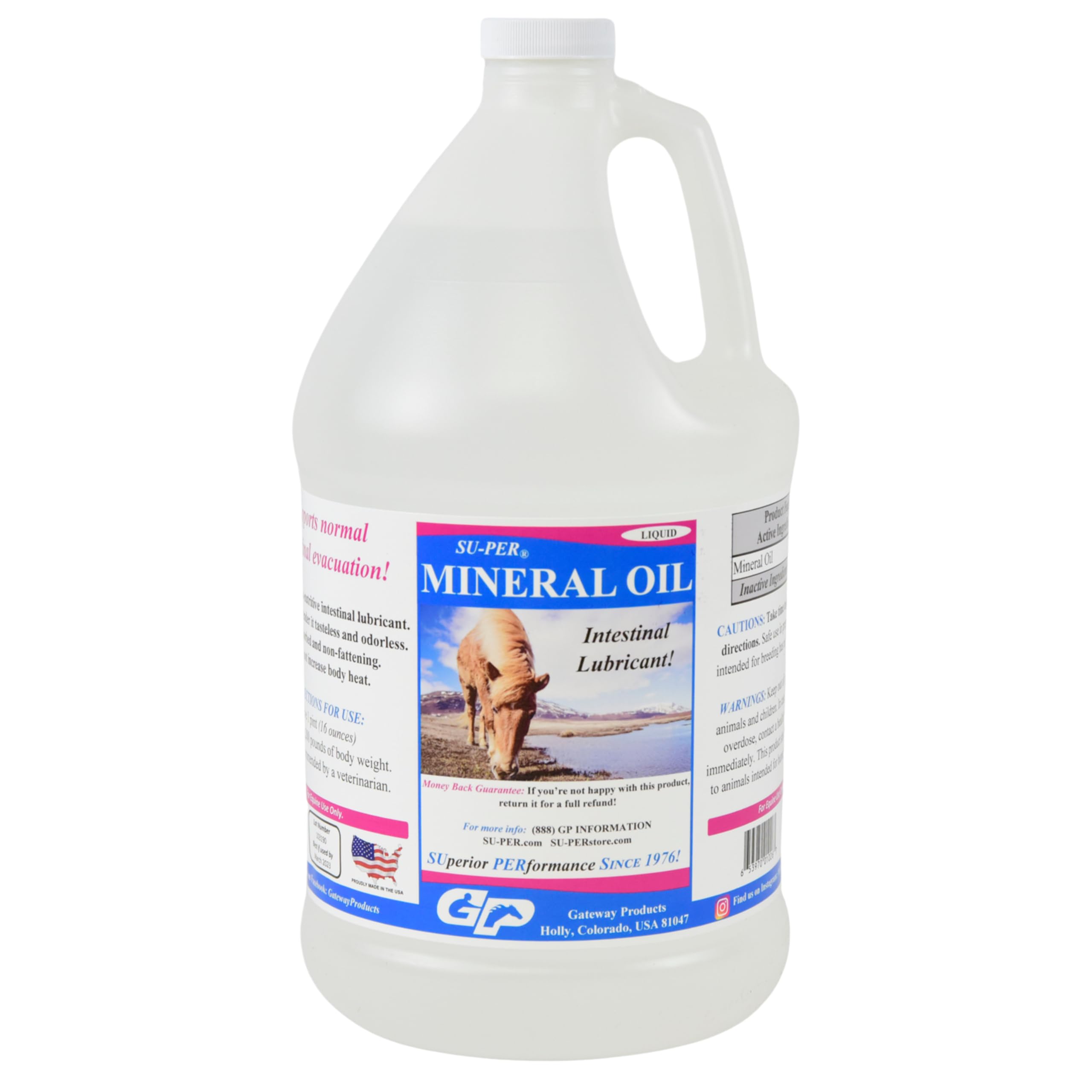 SU-PER Mineral Oil Horse Intestinal Lubricant - Supports Normal Intestinal Evacuation - Laxative & Hoof Care for Horses - 1 Gall