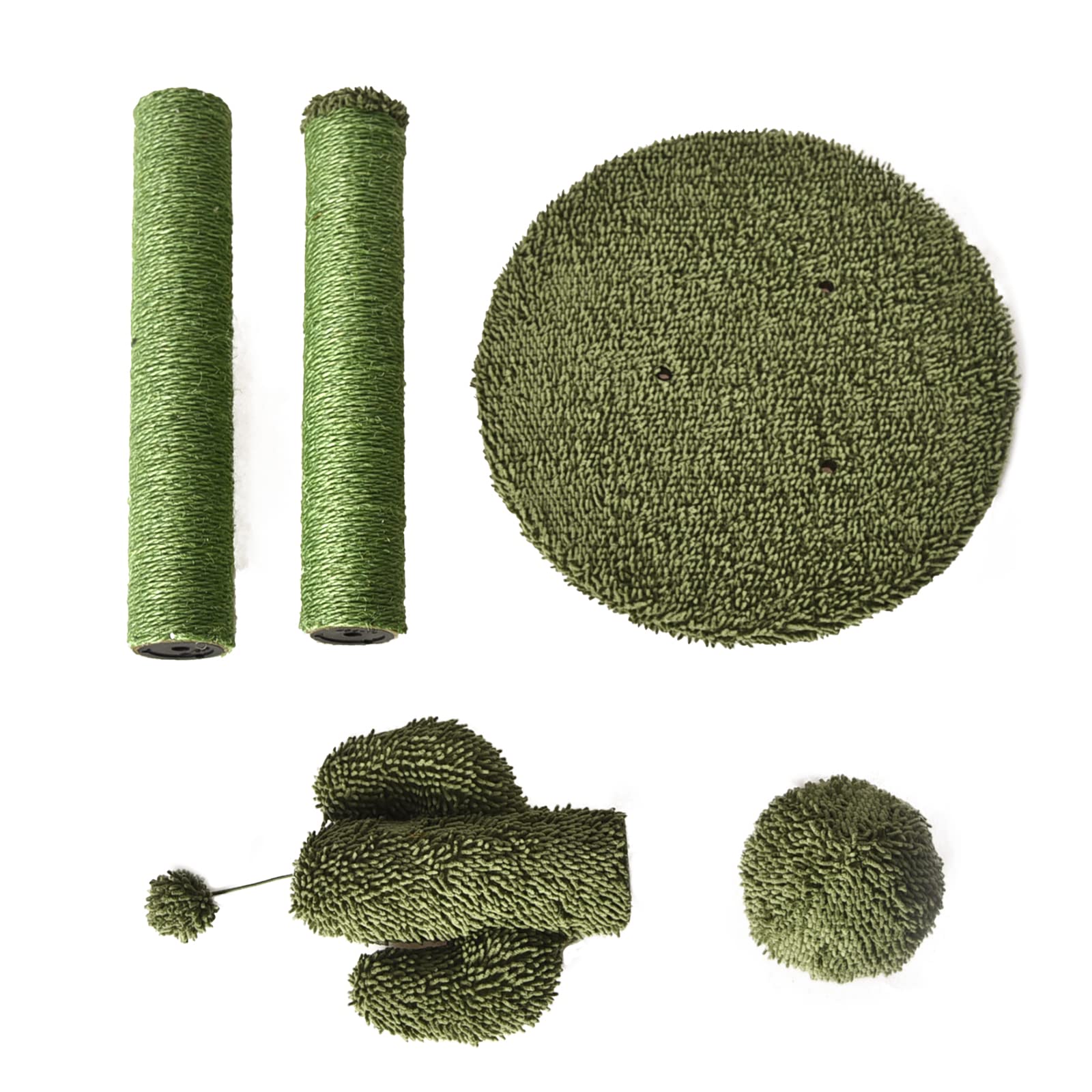 Amazon Basics Cat Scratcher - Indoor Cactus Triple Posts Cat & Kittens Scratching Post With Dangling Ball, Large (27''H) - Green