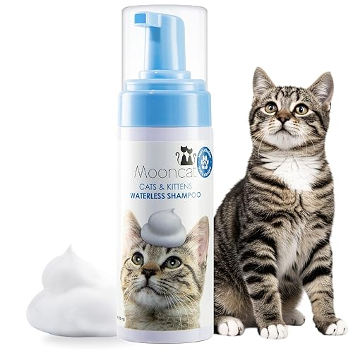Mooncat Waterless Cat Shampoo, Licking Safe Dry Shampoo, No Rinse Foam Cat Bath, Grooming For Cat, Kitten Sensitive Skin, Dander Reducing, Paraben Free, Ph Balanced (5 Oz) Shampoo Only