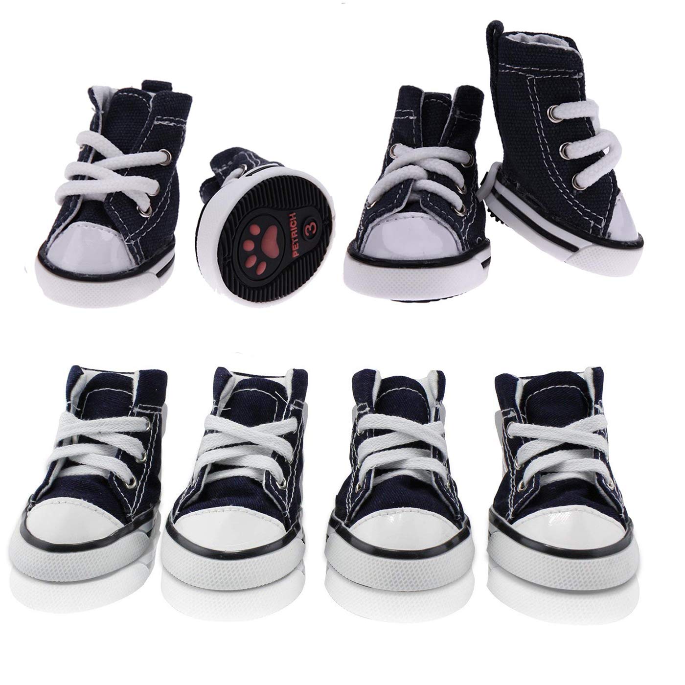 Abcgoodefg Pet Dog Shoes Puppy Nonslip Canvas Sport Sneaker Boots Rubber Sole Shoes For Small Pet Dogs, Dark Blue
