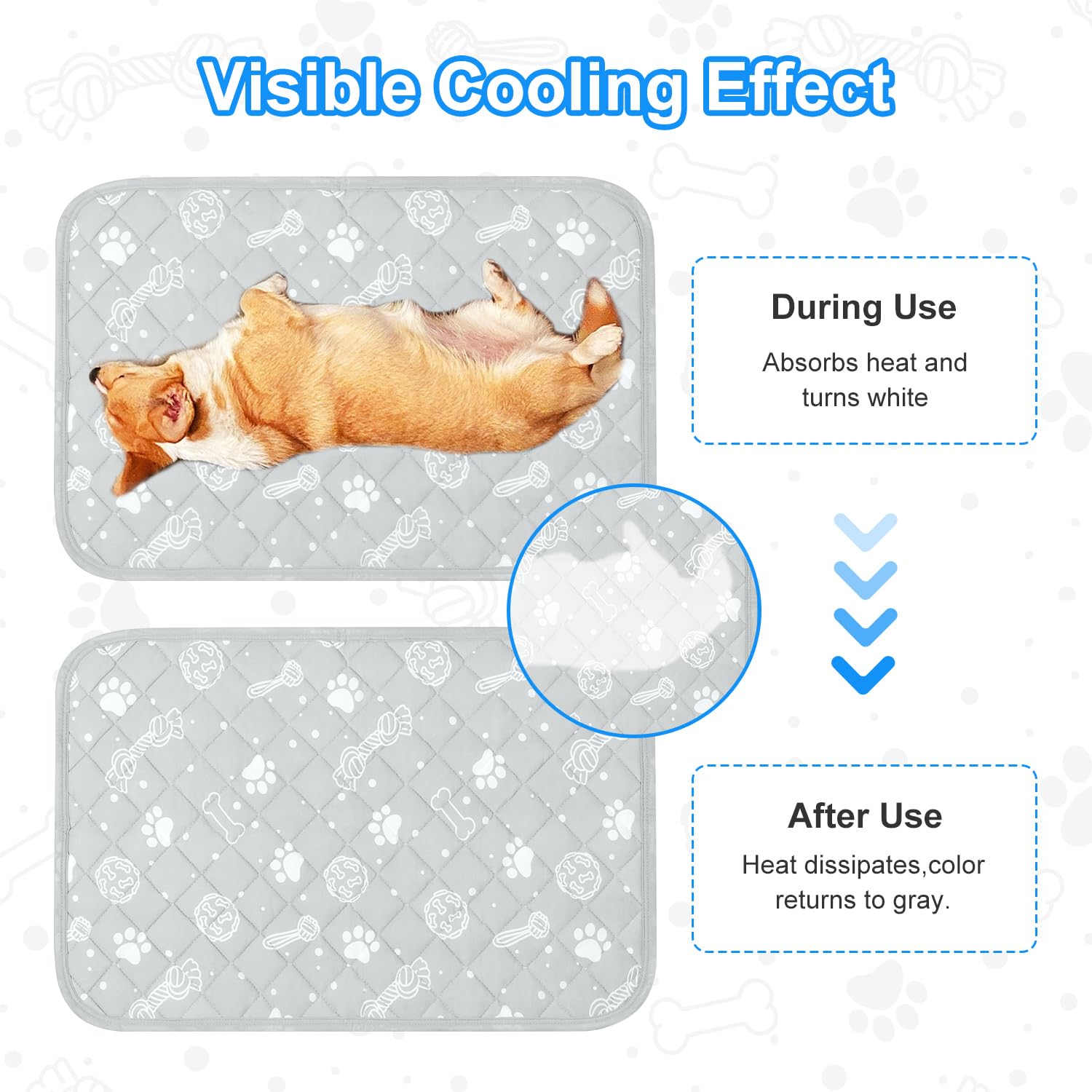 Mh Mylune Home Self Cooling Mat For Dog, 28   X39    Arc-Chill Cooling Fiber & Endothermic Color Changing Pet Cooling Pad, Folda