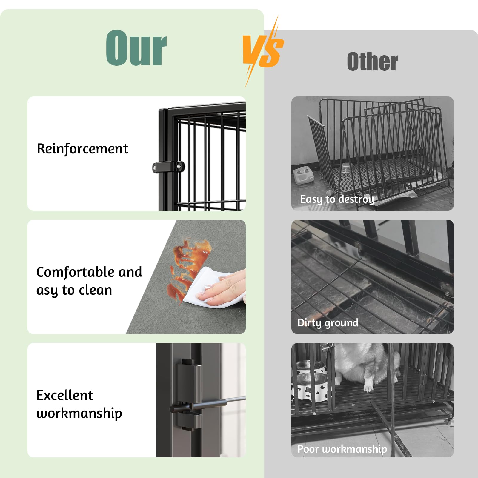 Xpiy Large Dog Crate - 58 Inch Metal Kennel For Medium And Small Dogs, Safe Indoor & Outdoor Xl Big Puppy Cage With Comfort Mat,