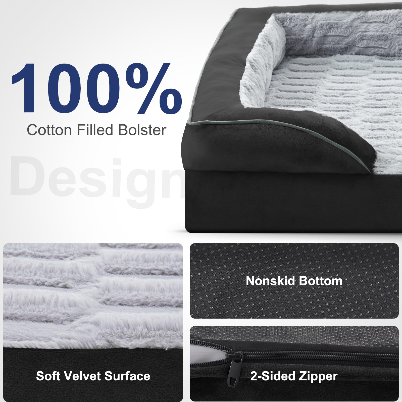 FURTIME Orthopedic Dog Bed - Supportive Foam Sofa for Small Dogs, 28"x23"x6.5", Black, Washable Cover, Waterproof Lining