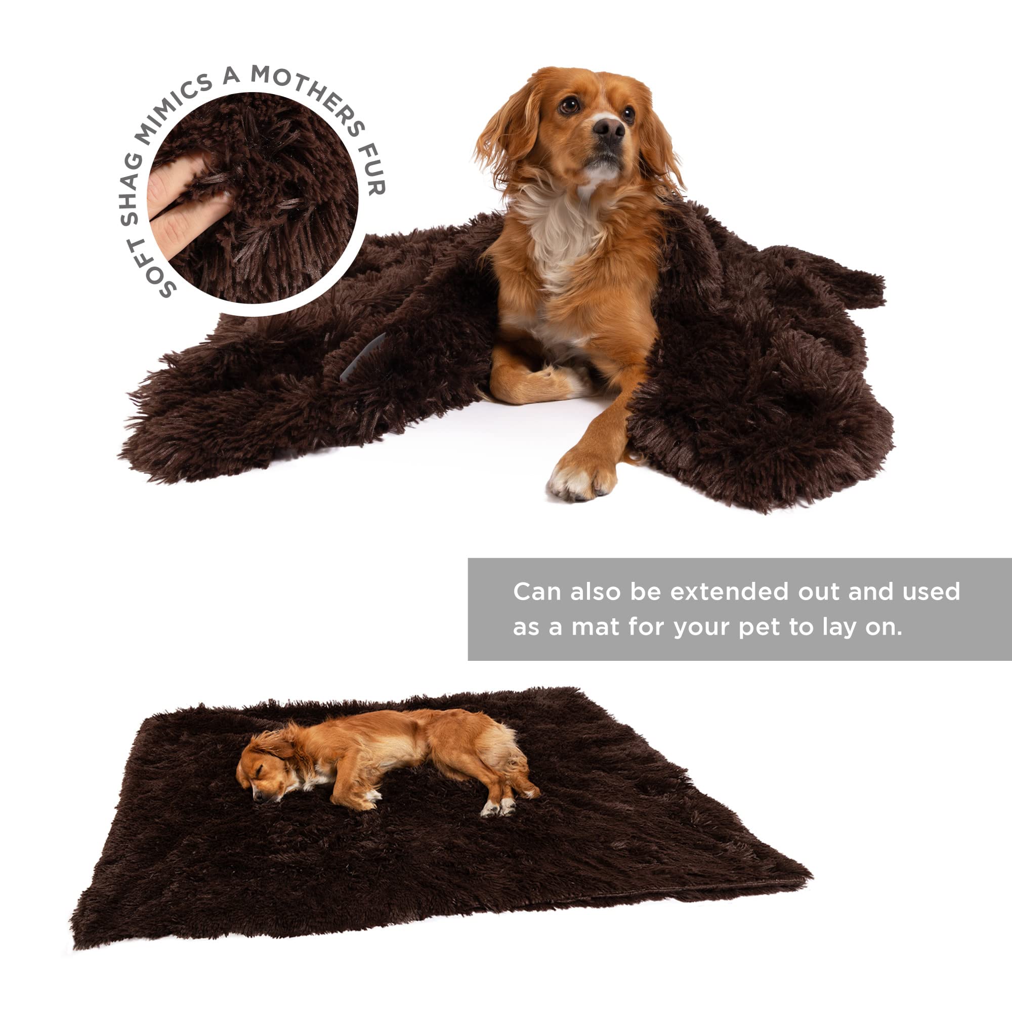 Best Friends By Sheri Calming Shag Fur Pet Throw Blanket, Dark Chocolate, 40'X50'