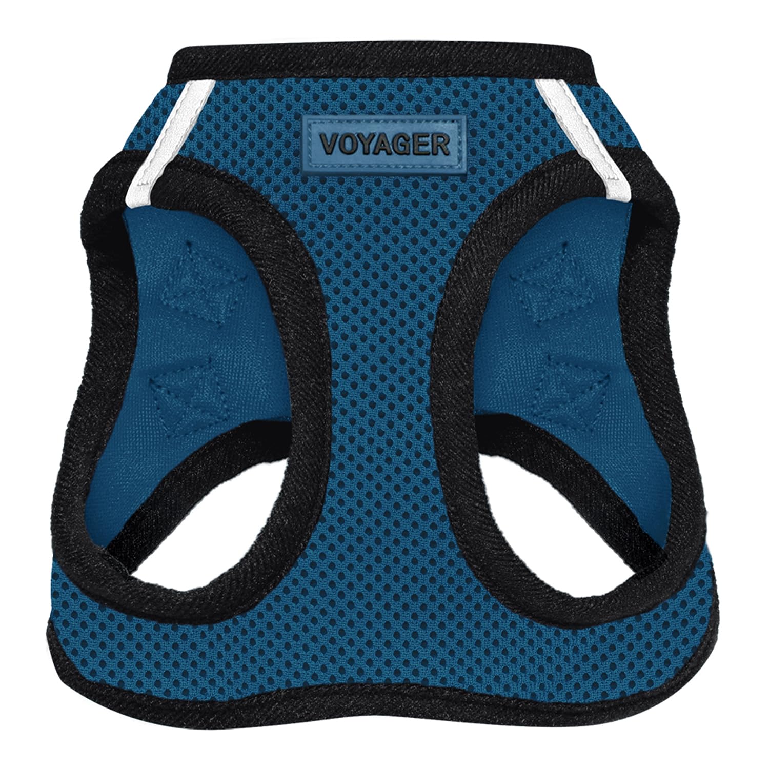 Voyager Step-In Air Dog Harness - All Weather Mesh, Reflective, No Pull Harness For Small, Medium Dogs, Cats - Secure With Hook & Loop Fastener, Buckle, Double D-Rings - Blue/Black Trim, S