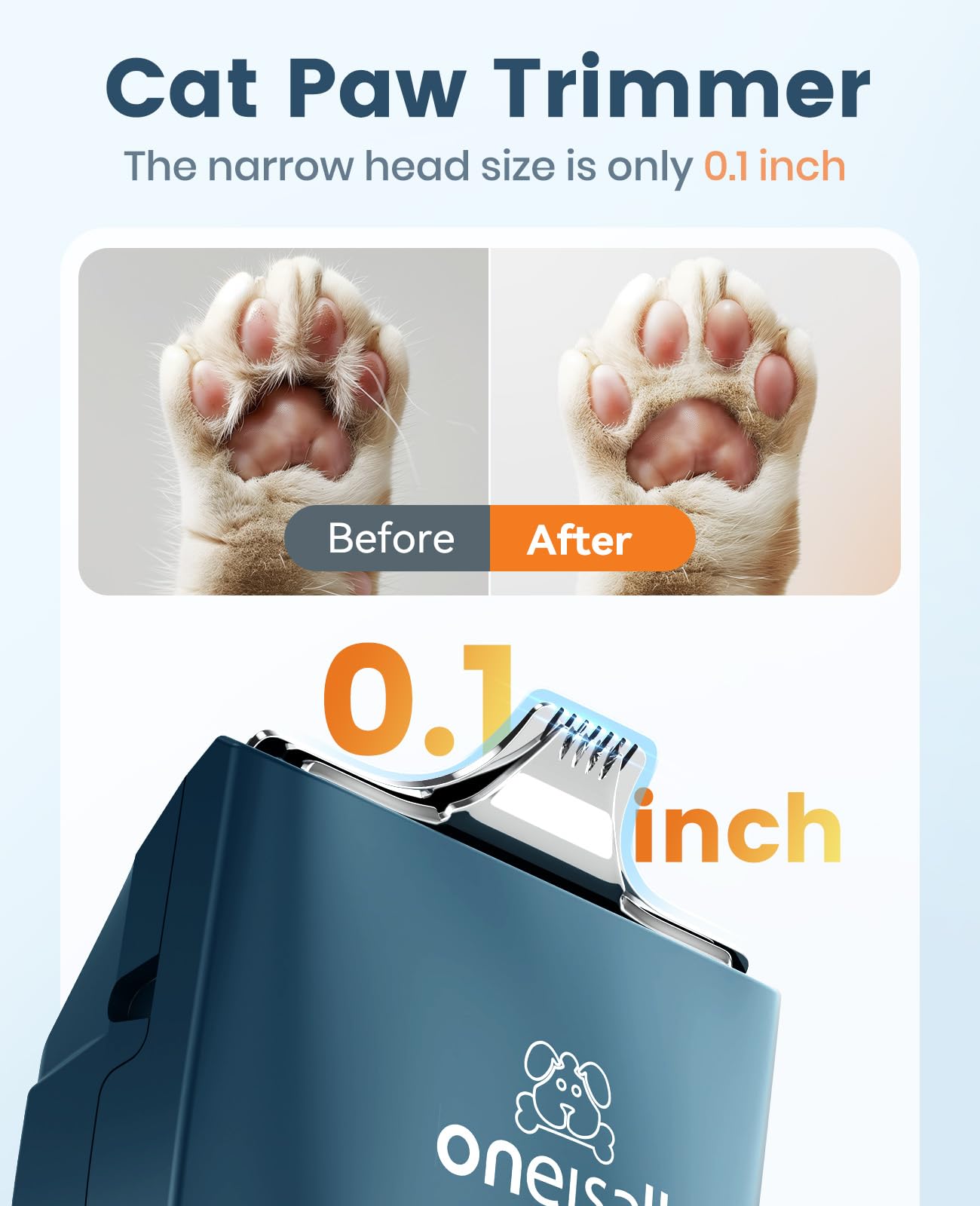 Oneisall Pet Clippers For Cat Matted Hair, Small Clippers Low Noise Dog Trimmers For Dog Grooming, Pet Hair Trimmer For Small Pets (Standard+Mini Blade)