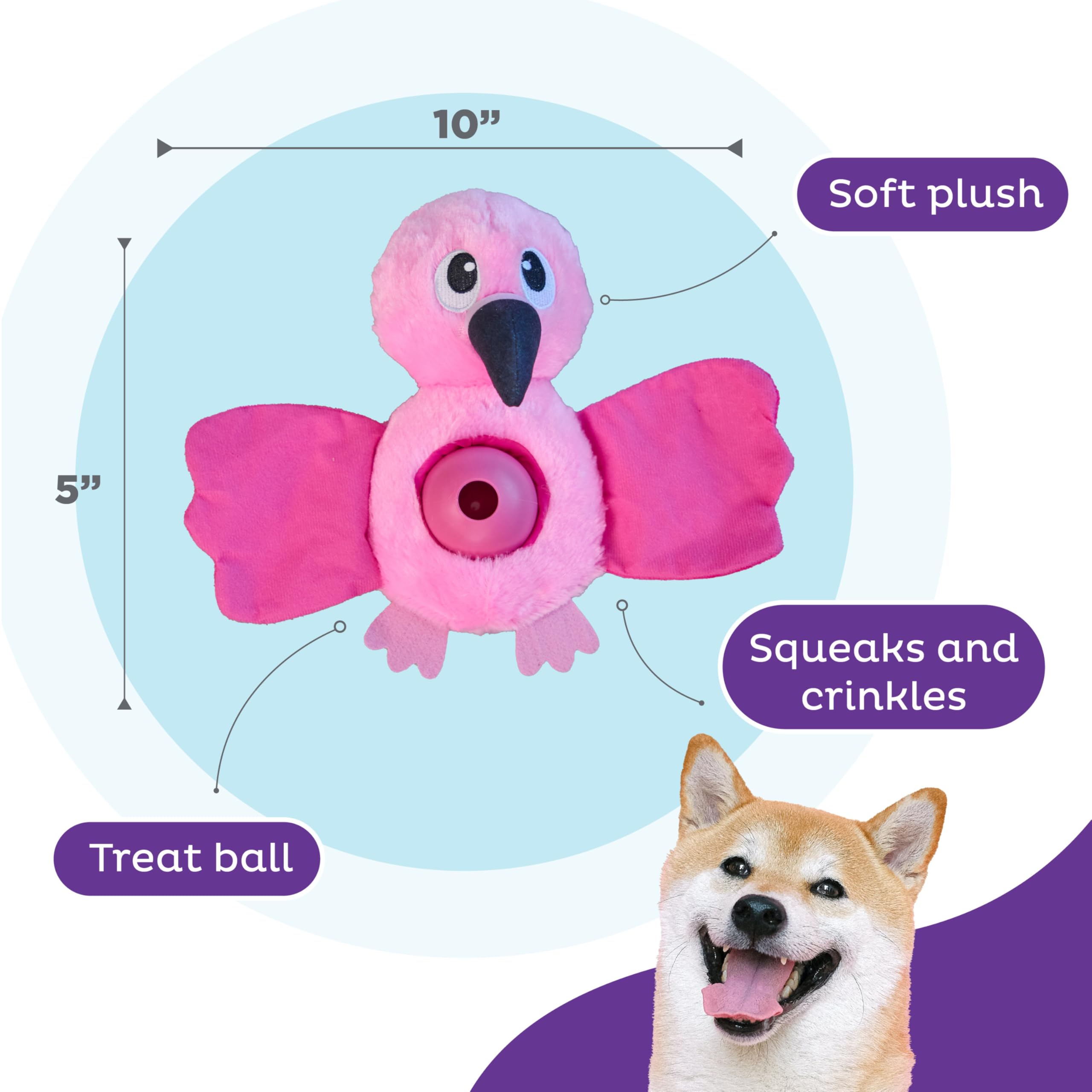 Outward Hound By Nina Ottosson Hide-Ablez Plush Dog Puzzle With Treat Ball, Flamingo, Pink