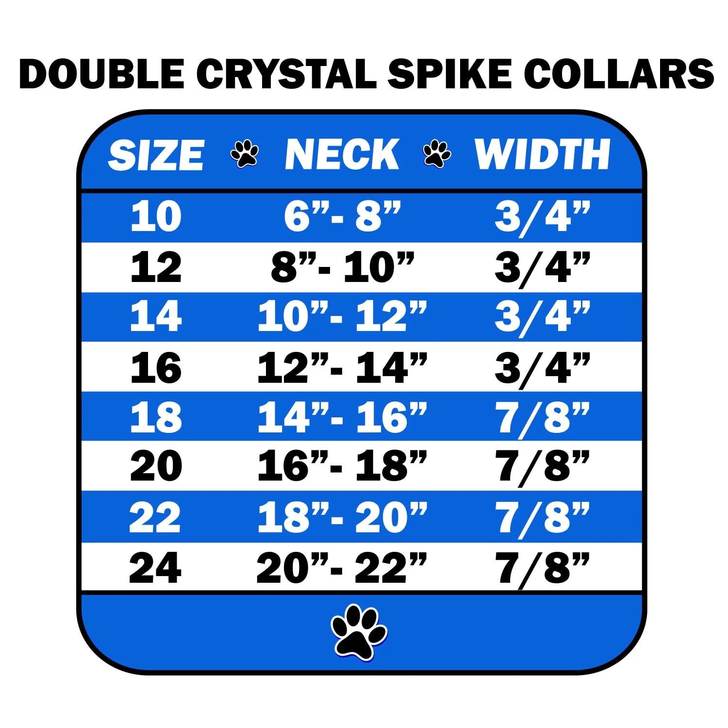 Pet and Dog Spike Collar, Double Crystal & Silver Spikes White 18