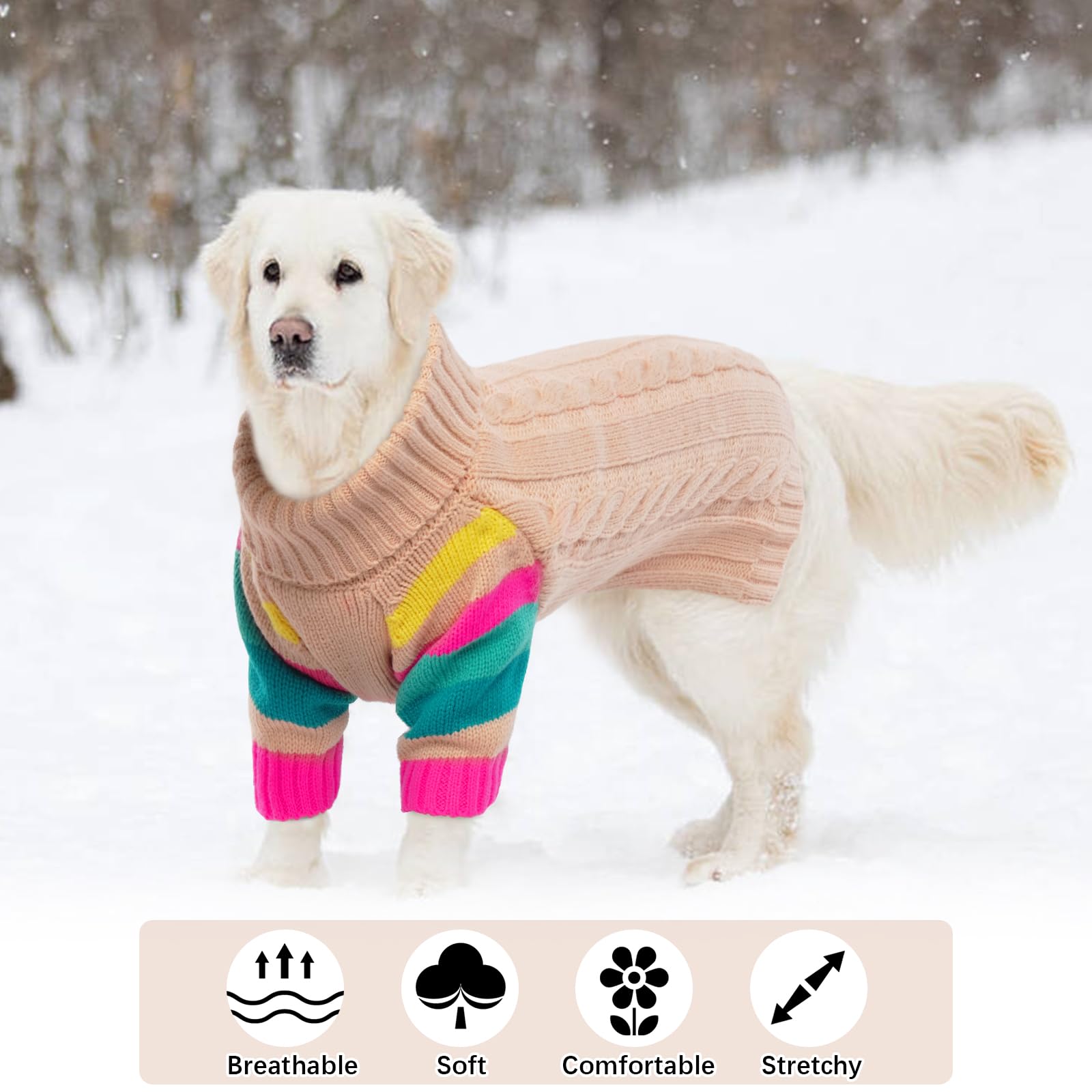Ouobob Xlarge Dog Sweaters Male Female, Large Dog Sweater Turtleneck Stretchy, Xl Dogs Sweaters For Winter Spring Autumn Christm