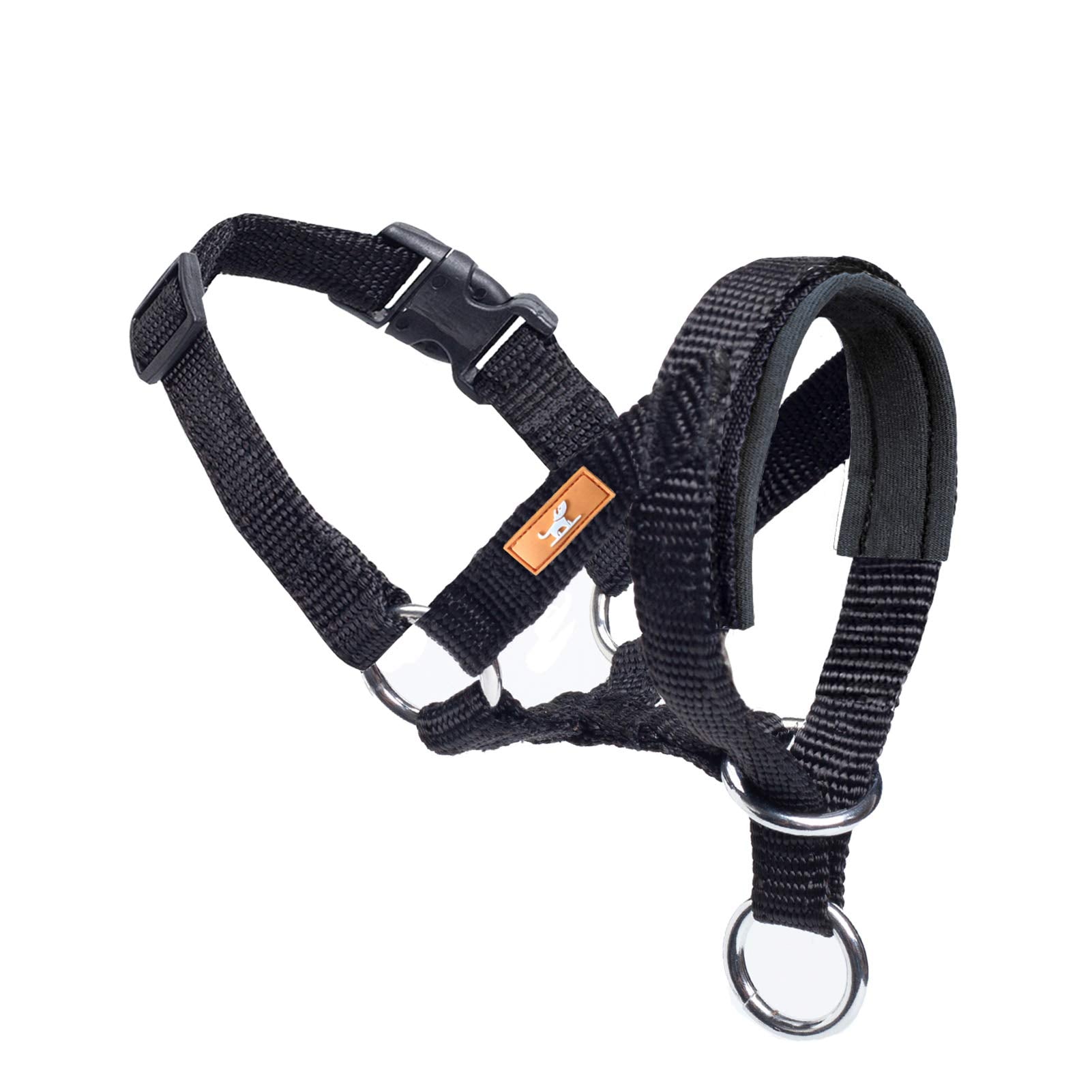 wintchuk Dog Head Collar, Head Collar with Fabric Padded, Adjustable Training Tool Stop Dog's Pulling (M, Black)