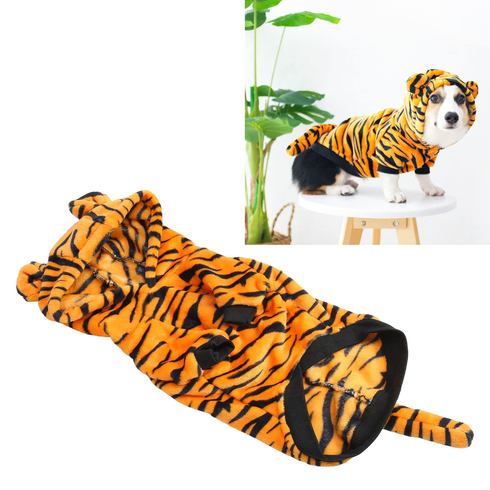 Dog Pet Halloween Costume Dog Tiger Costume Dog Cosplay Funny Hoodies Pet Cosplay Tiger Clothes Halloween Dog Clothes 2Xl