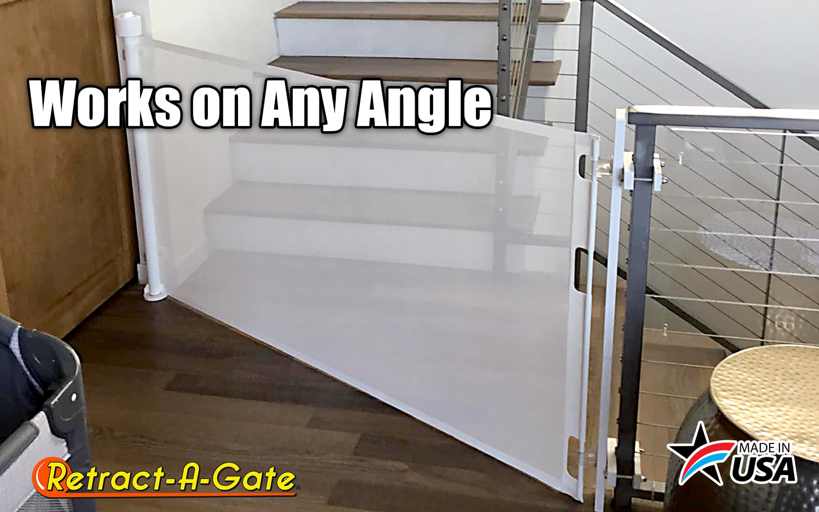 Retract-A-Gate 52' White: The Original And Only Made In Usa Retractable Baby, Dog, & Cat Gate