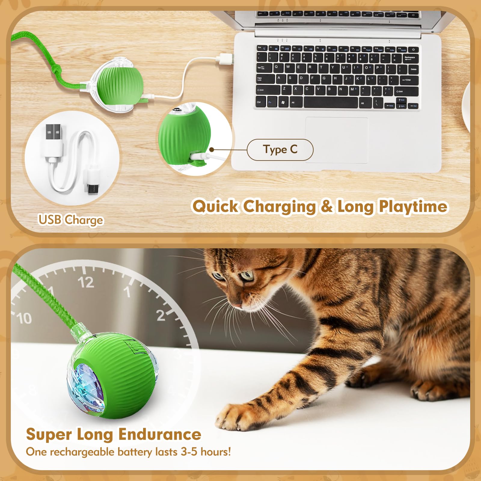 Eiruseed Interactive Cat Ball Toys For Indoor Cats, Upgraded Automatic Cat Toys For Bored Indoor Adult Kitty, Peppy Pet Ball For