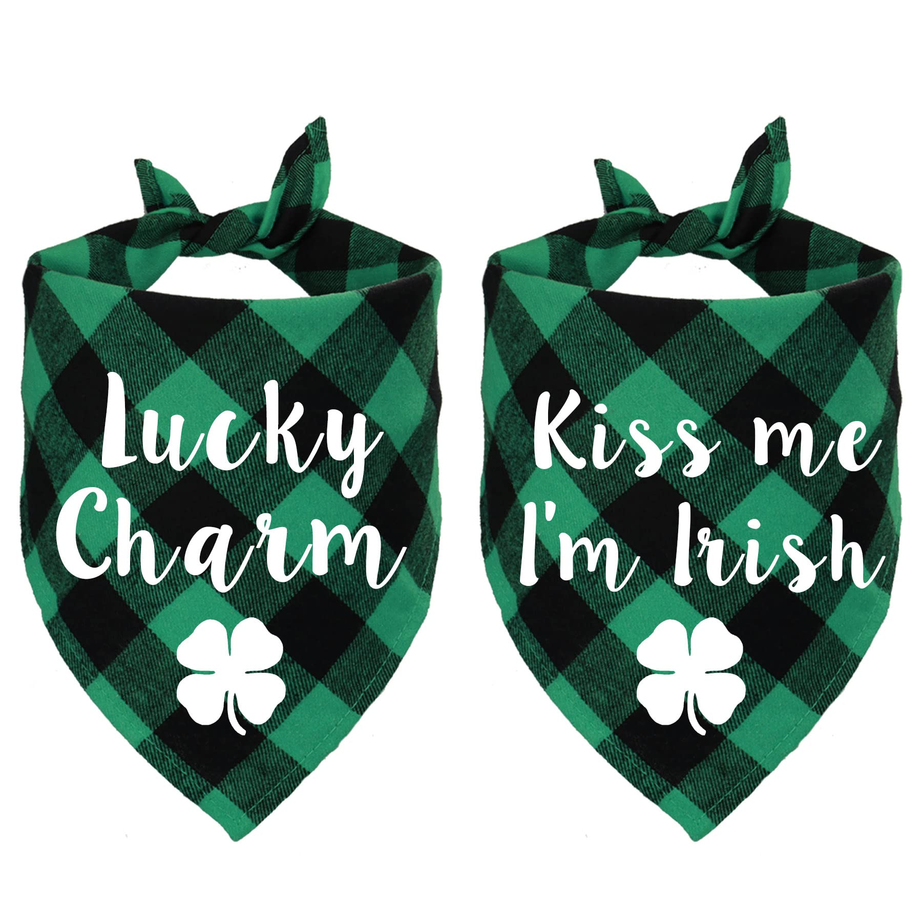 Stmk 2 Pack St. Patrick'S Day Dog Bandanas, Holiday Plaid Dog Puppy Bandana For Dog Puppy St. Patrick'S Day Holiday Party Decorations