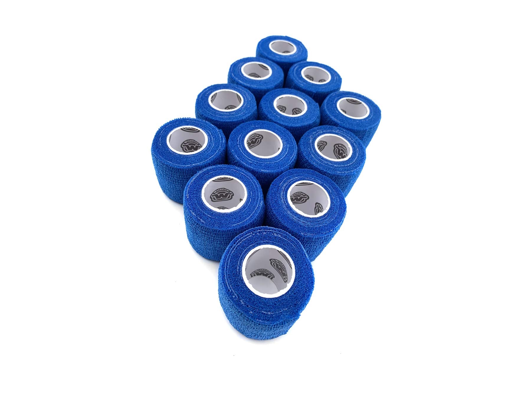 WildCow 2 Blue Vet Wrap Tape Bulk, 12 Pack Cohesive Bandage Wraps, Self Adherent Grip Rolls - Solid Colors