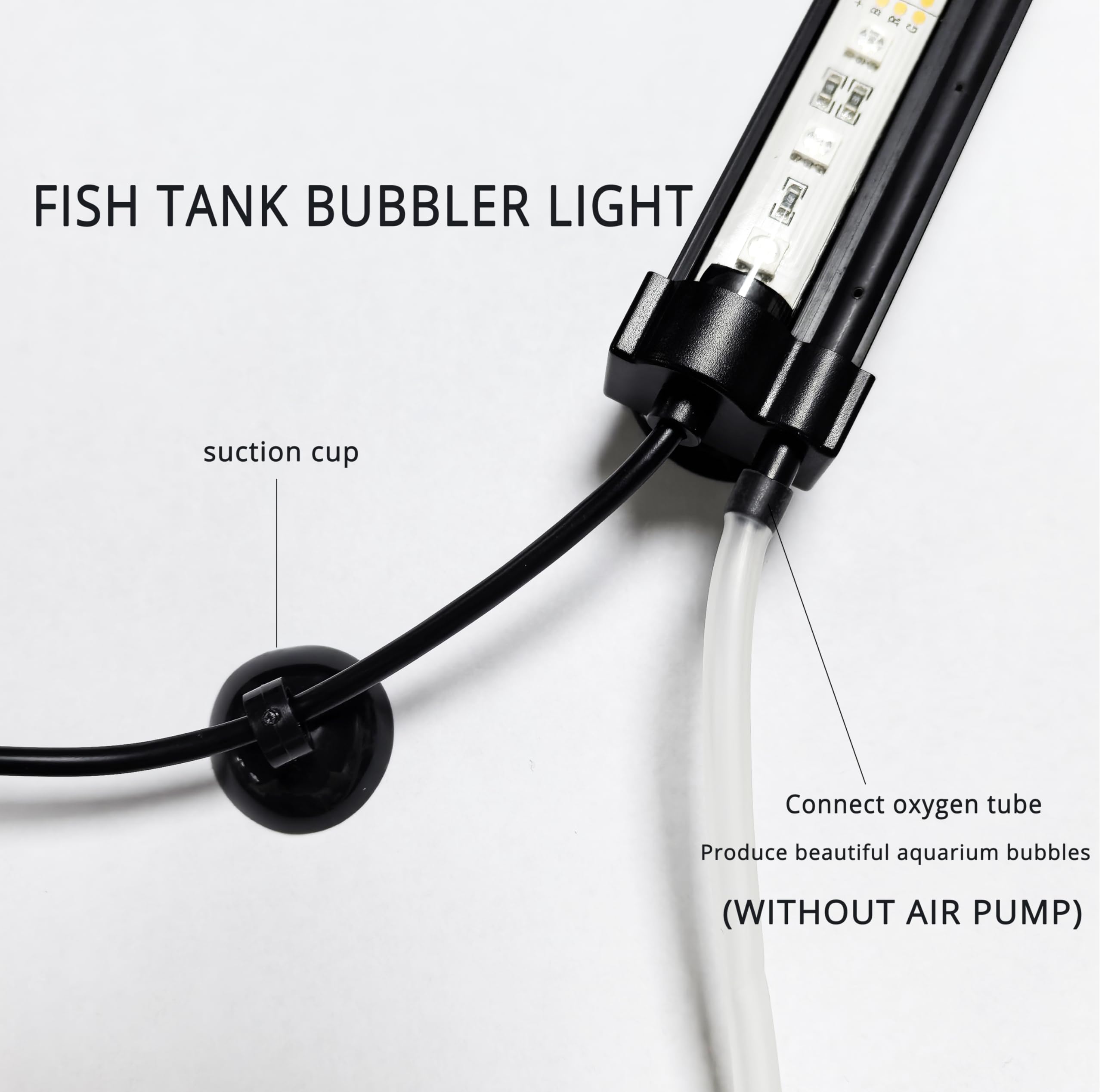 Submersible Aquarium Light,LED Aquarium Air Bubble Light,RGB Color Changing Brightness Adjustable Timing Waterproof Remote Contr